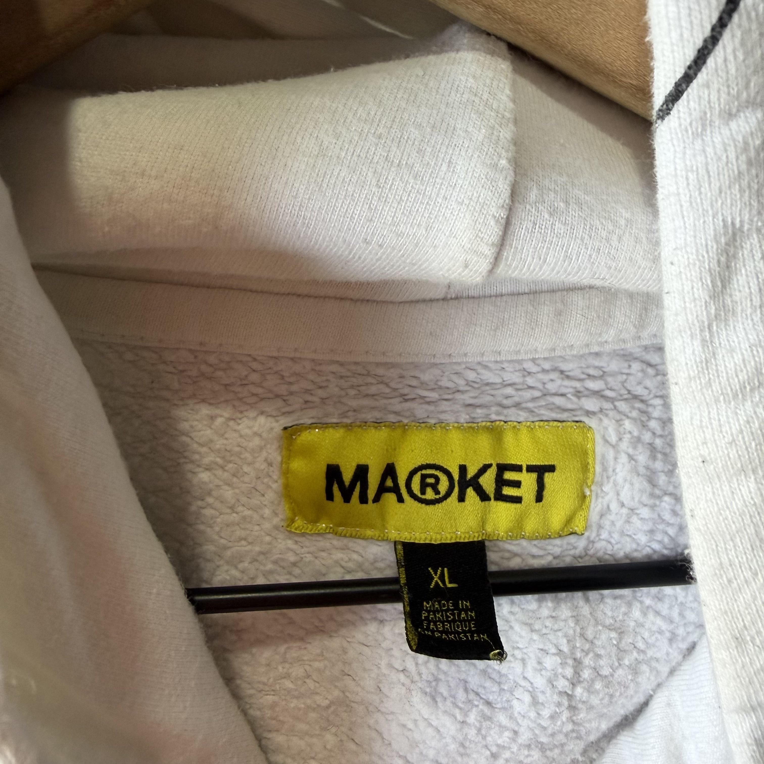 Market MARKET Varsity Hand Drawn Hoodie Sweatshirt Mens XL White Size US XL / EU 56 / 4 - 7 Thumbnail