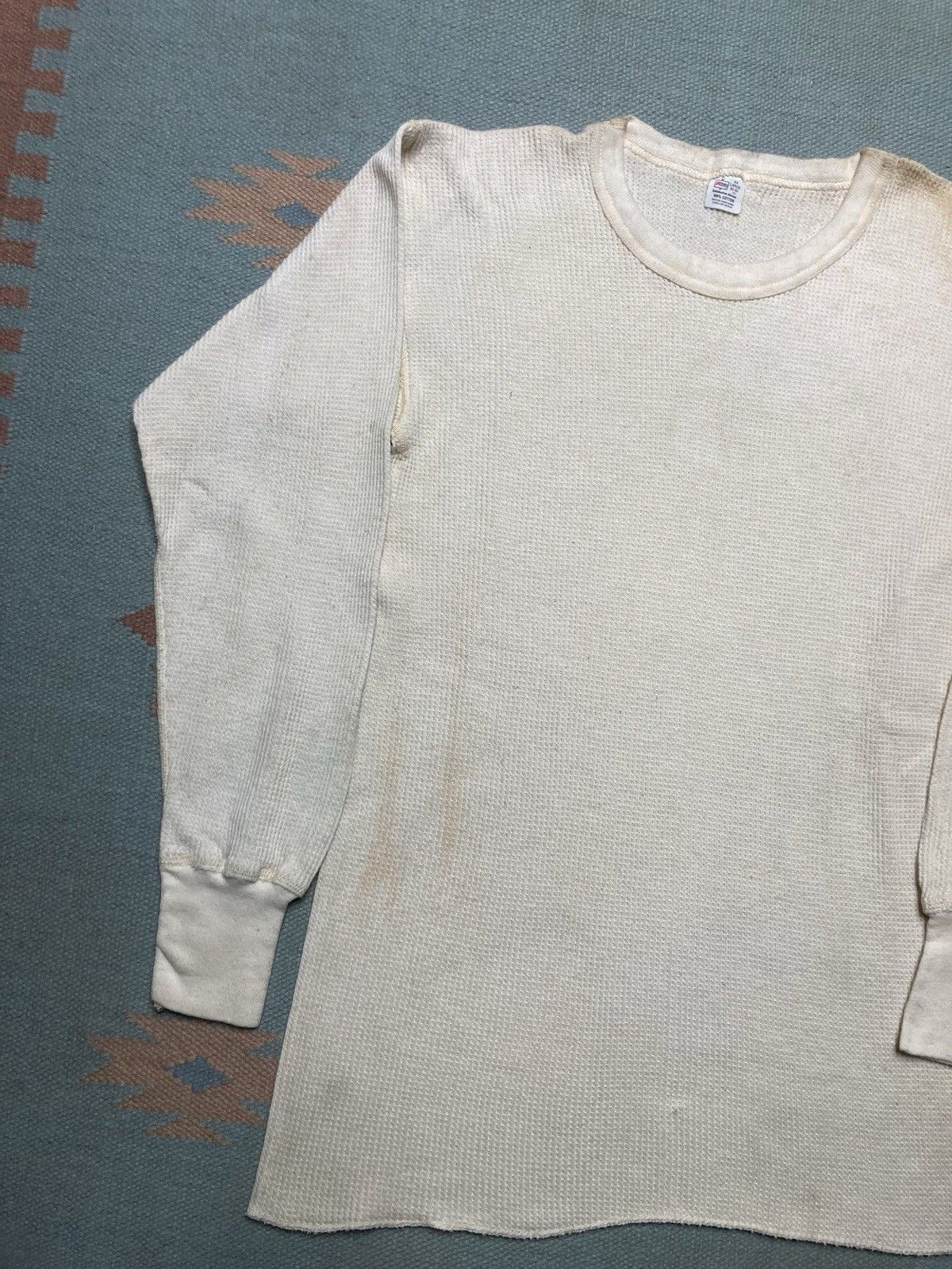 Vintage 70s waffle knit thermal shirt Kmart grunge cotton base XXL Size US XXL / EU 58 / 5 - 2 Thumbnail
