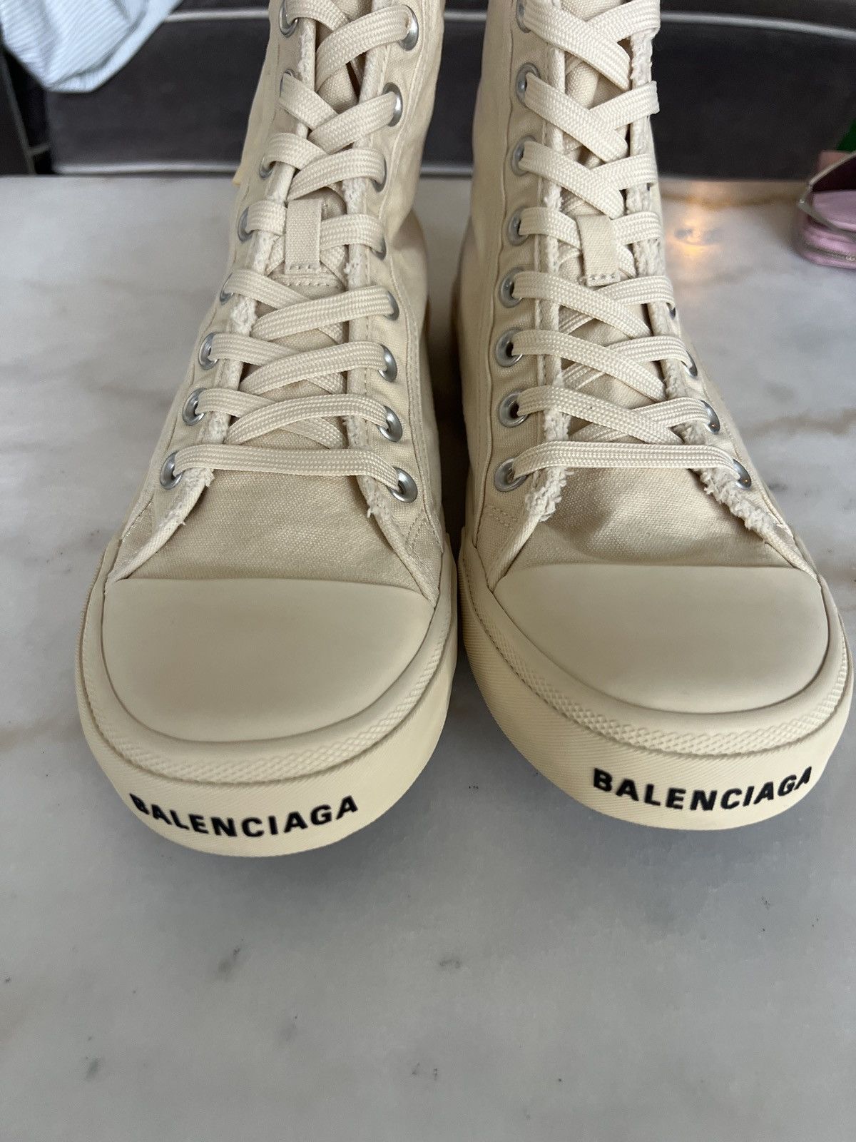 Balenciaga Balenciaga Paris High Top ‘Destroyed - White’ Sneakers Size US 9 / EU 42 - 1 Thumbnail