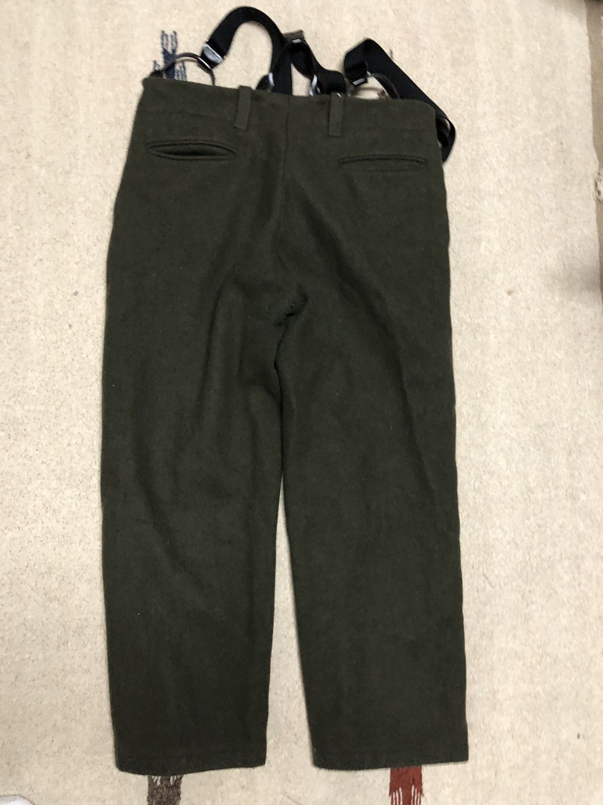 Japanese Brand × Vintage Wool 80s suspenders pants olive 31x28 Size US 30 / EU 46 - 6 Thumbnail