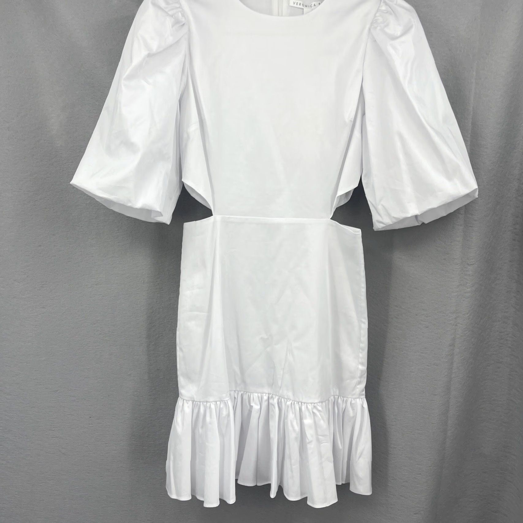 Veronica Beard VINTAGE Veronica Beard Dress Women Short Cotton Mini Cut Out Puff Sleeve Casual Spring Summer 0 White Size XS / US 0-2 / IT 36-38 - 2 Thumbnail