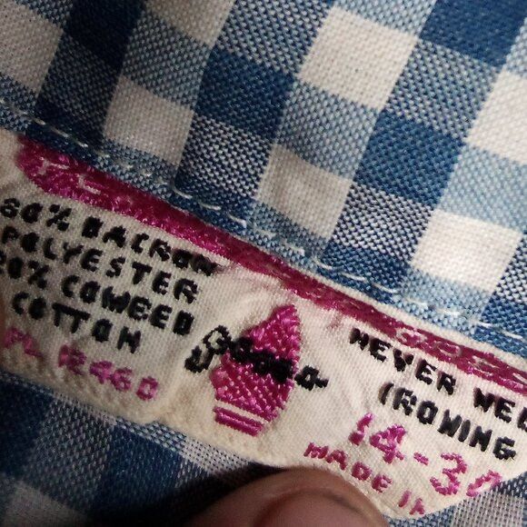 Other Vintage 70s Sasso Permanent Prest Blue Checker Button Shirt Size US M / EU 48-50 / 2 - 3 Thumbnail