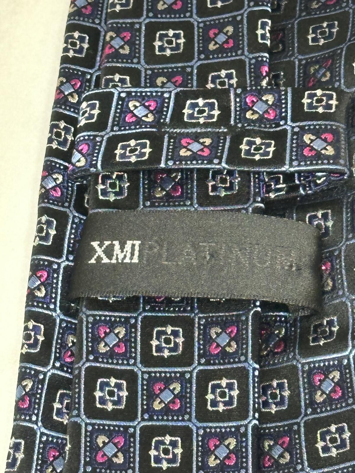 XMI Platinum XMI Platinum Men's Tie 100% silk navy/multicolored geometric Size ONE SIZE - 2 Thumbnail