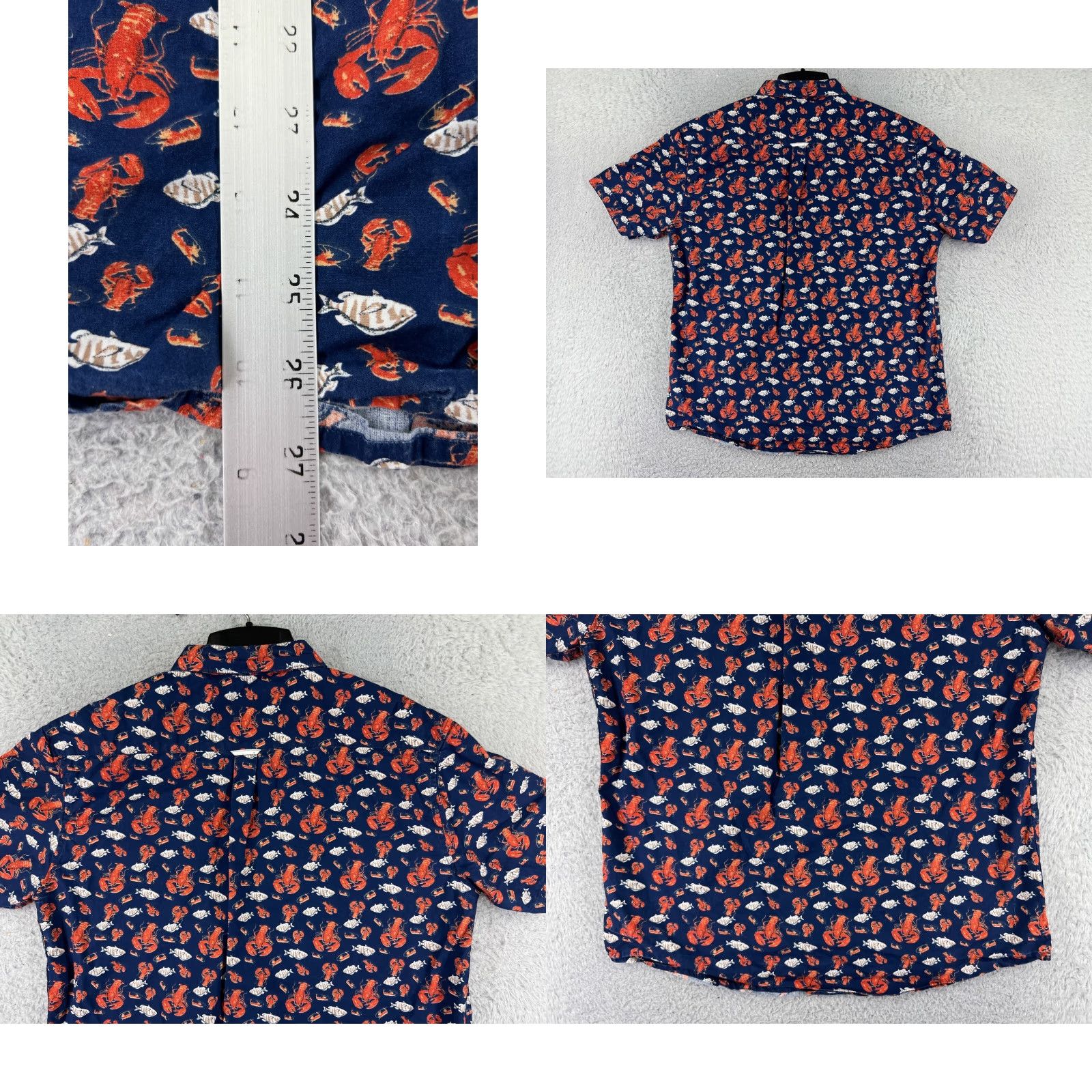 Vintage Sunrise Kingdom Shirt Mens Large Blue Red Lobster Hawaiian Cotton Button-Up Size US L / EU 52-54 / 3 - 9 Thumbnail