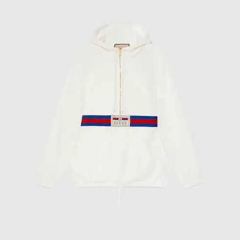 Gucci o1la5ras0526 Cotton Jersey Sweatshirt With Web in White Size XXS / US 00 / IT 34 - 1 Thumbnail