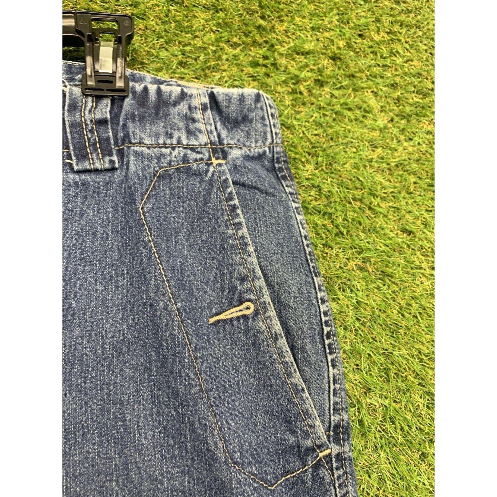 Logo 7 VINTAGE Girbaud Jeans Mens 38x32 Logo Grunge 90s Cargo Wide-Leg Denim Blue 5-Pocket Hip Hop Street Shirt Size US 38 / EU 54 - 5 Thumbnail