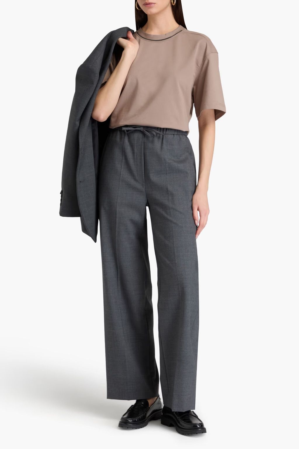 Brunello Cucinelli o1y0825 Crewneck T-Shirt in Light Brown Size XS / US 0-2 / IT 36-38 - 2 Thumbnail