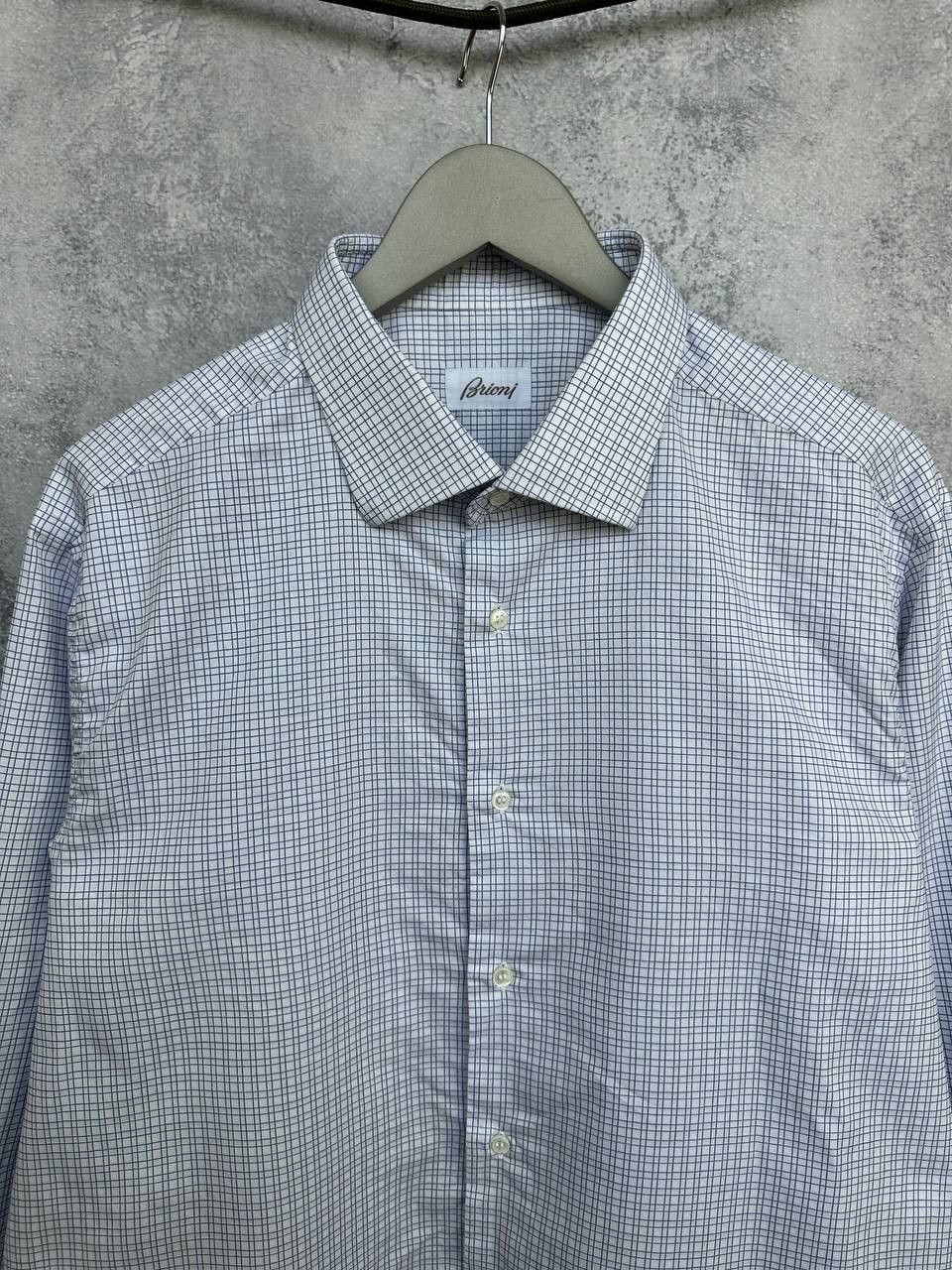Brioni Brioni Dress Shirt Button Up Blue Micro Check LS Made Italy Size US XL / EU 56 / 4 - 4 Thumbnail