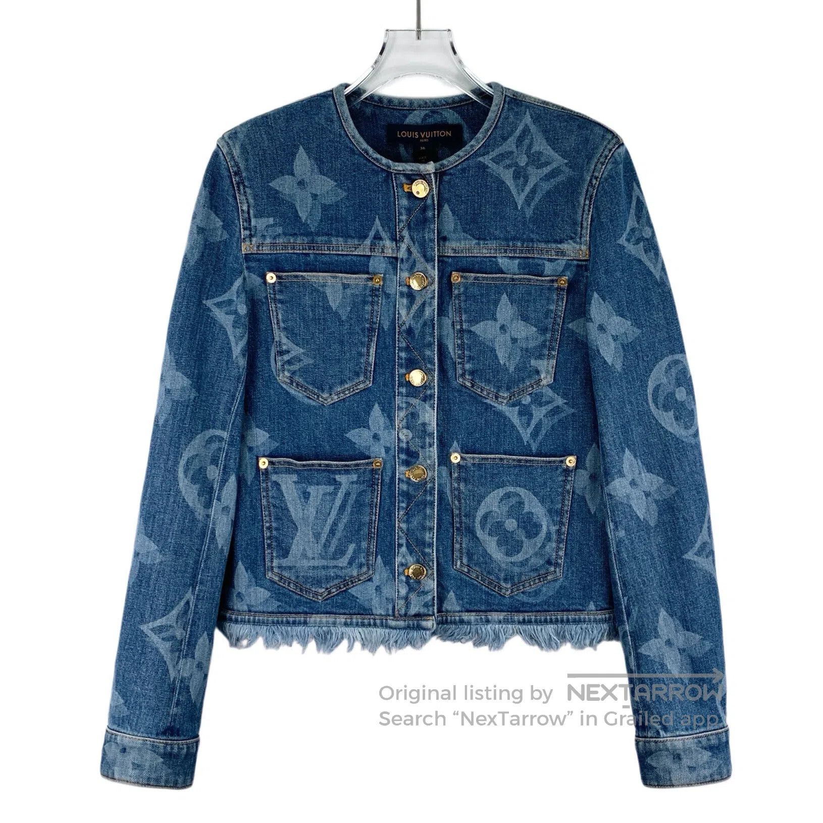 Louis Vuitton Louis Vuitton Dark blue logo vintage print fringed cotton Size XS / US 0-2 / IT 36-38 - 1 Thumbnail