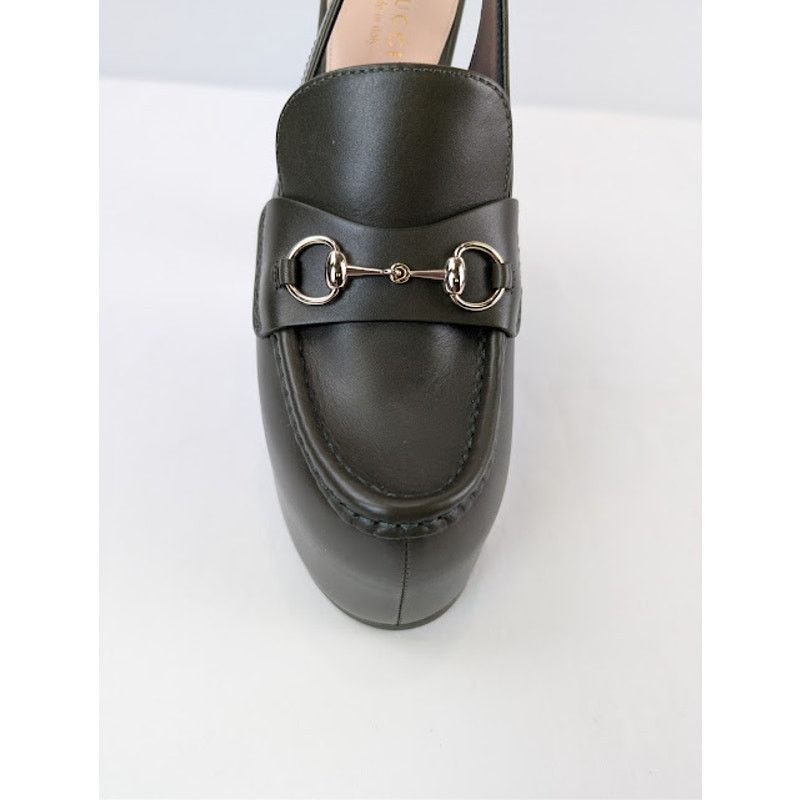 Gucci o1rshd1 Leather Real Platform Loafer Pump Sandal in Green Size US 9 / IT 39 - 15 Thumbnail