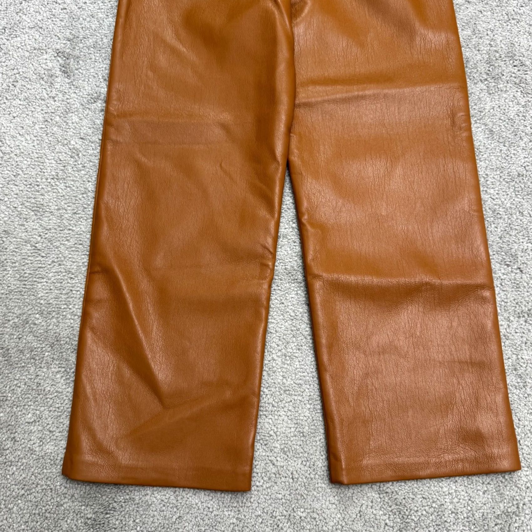 Vintage Wilfred Brown Leather Straight Leg High Rise Cropped Pants Women 2 Size 26" / US 2 / IT 38 - 3 Thumbnail
