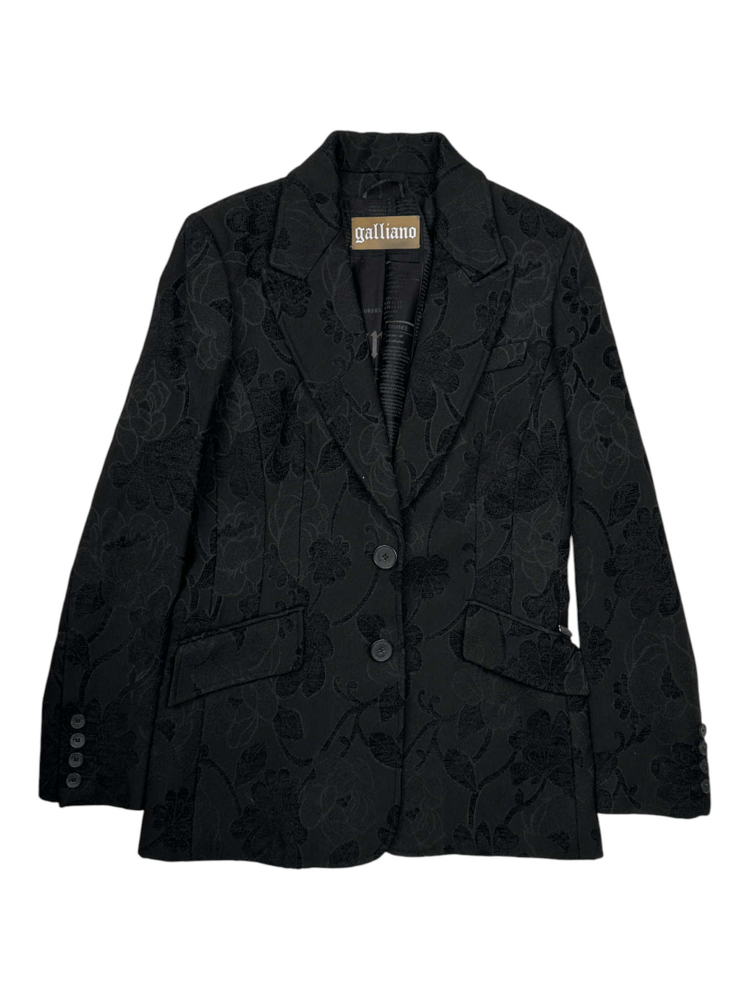 John Galliano Galliano Black Retro Floral Print Blazer Size S / US 4 / IT 40 - 1 Thumbnail