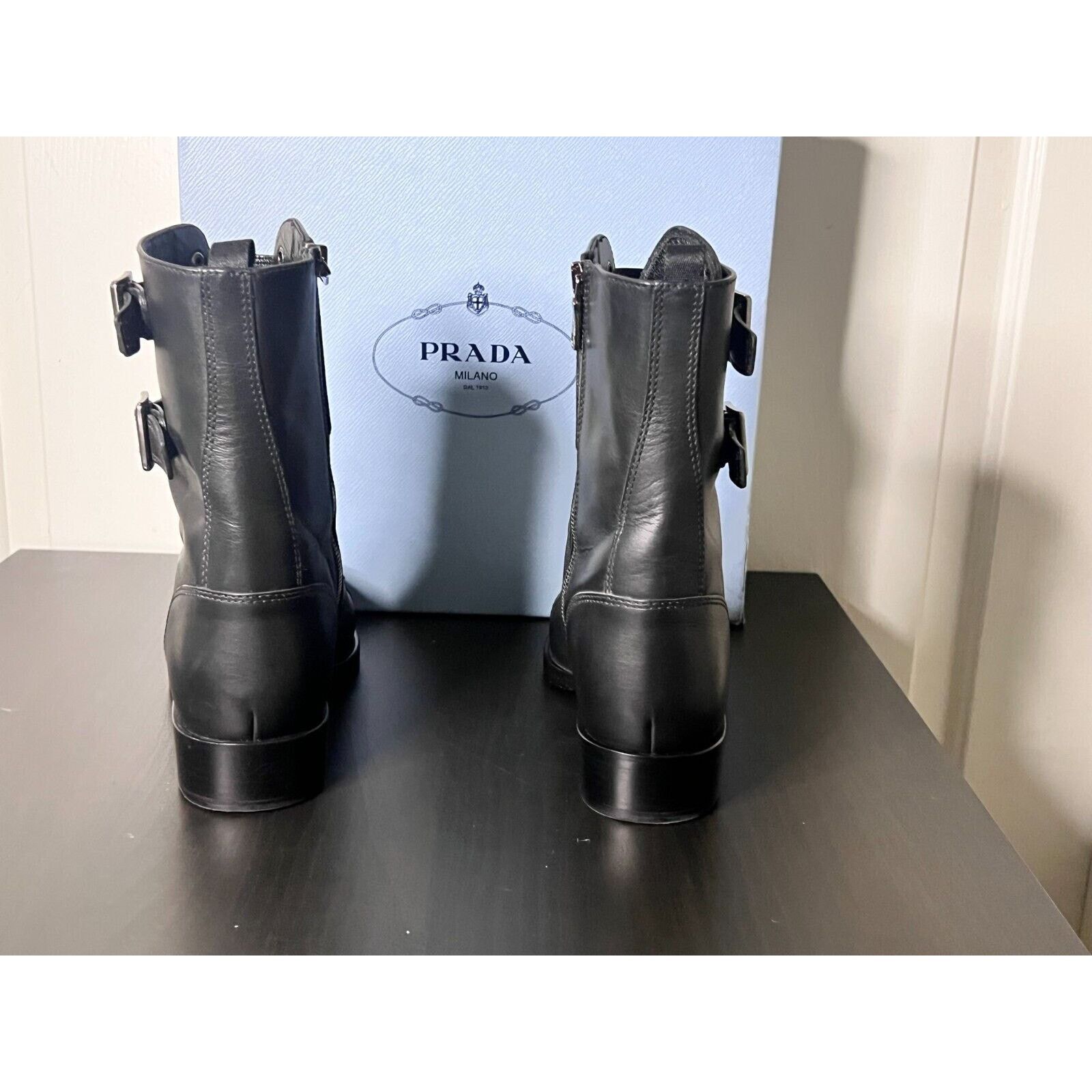 Prada Authenic Prada Calzature Donna Moto Ankle Leather Boots 39 Size US 8 / IT 38 - 4 Thumbnail