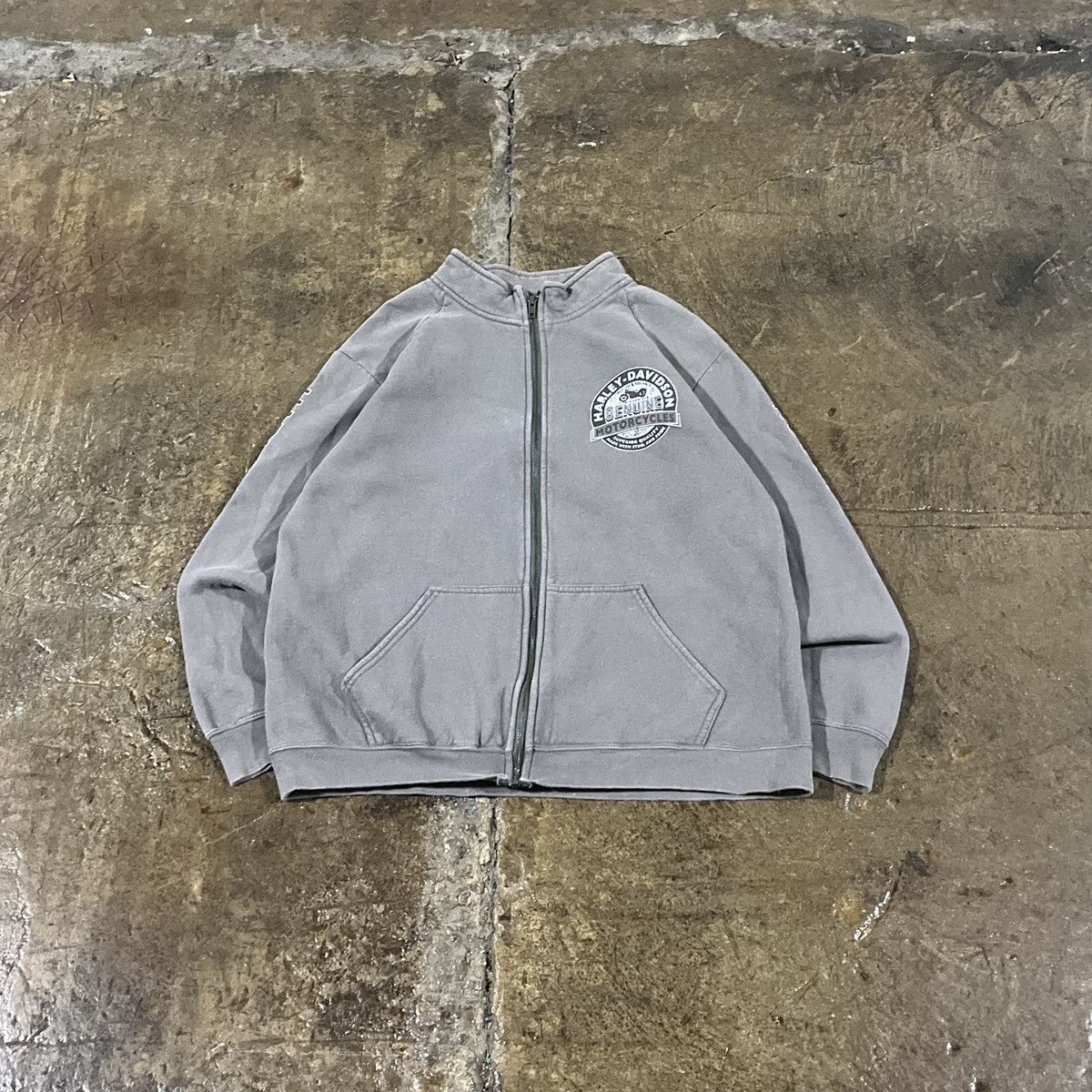 Harley Davidson × Vintage Vintage Harley Davidson Full Zip-Up Biker Grunge Sweatshirt Size US L / EU 52-54 / 3 - 2 Thumbnail