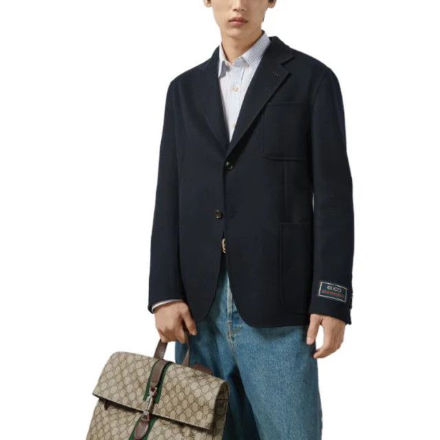 Gucci o1loc1c0326 770082 Lightweight Wool Jacket With Web Label Size US M / EU 48-50 / 2 - 5 Thumbnail