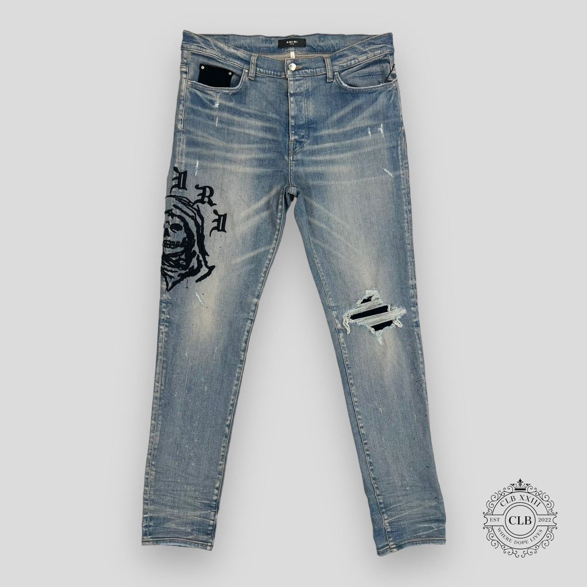 AMIRI Wes Lang Sketch Straight Fit Jeans Blue Men's - SS23 - US