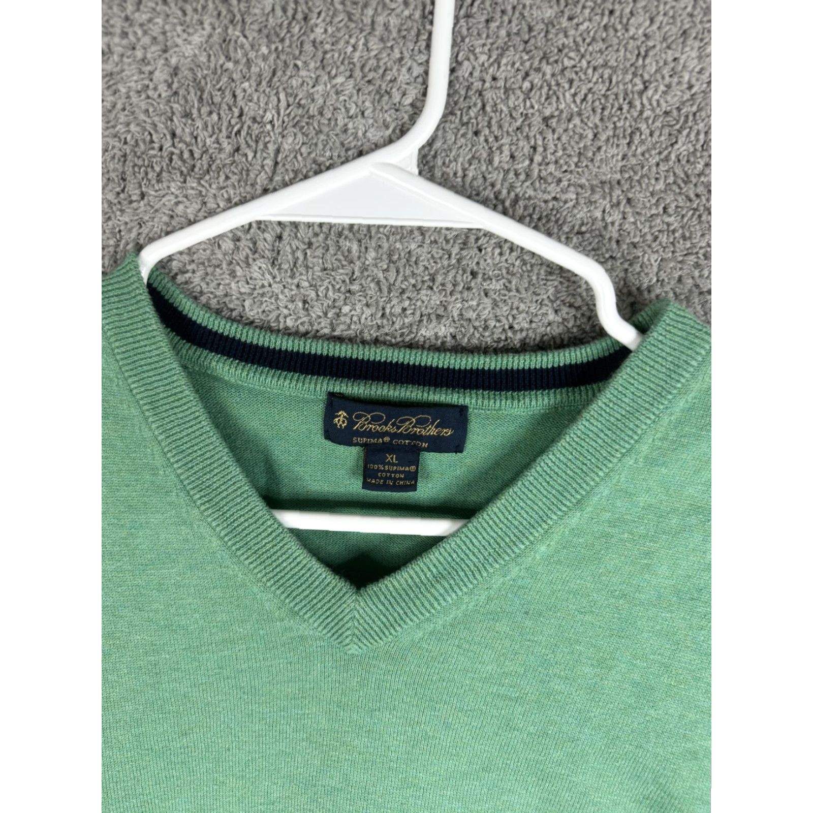 Brooks Brothers Brooks Brothers Sweater Vest Mens XL Green Supima Cotton V-Neck Knit Pullover Size US XL / EU 56 / 4 - 2 Thumbnail