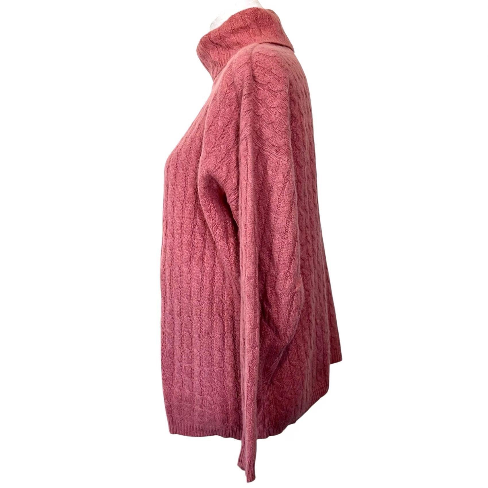 Pinko Wainscott Vintage Sweater Womens Pink Lambswool Angora Turtleneck Cable Knit Petite Small Pullover Wool Angora Nylon Long Sleeve Size S / US 4 / IT 40 - 3 Thumbnail
