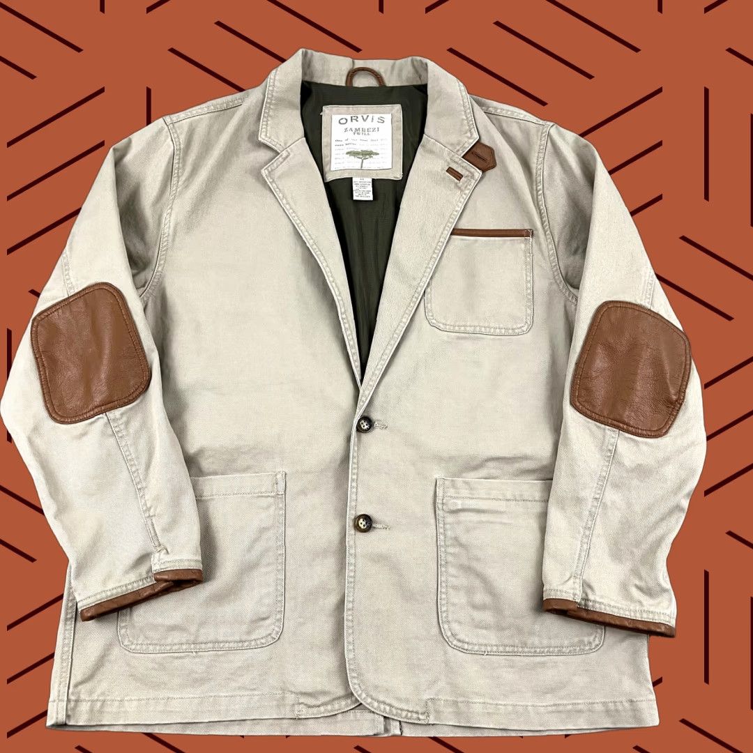 Orvis VINTAGE Orvis Blazer Men's Jacket Size 44 Brown Hunting Shooting Utility Cotton Canvas Size 44R - 1 Thumbnail
