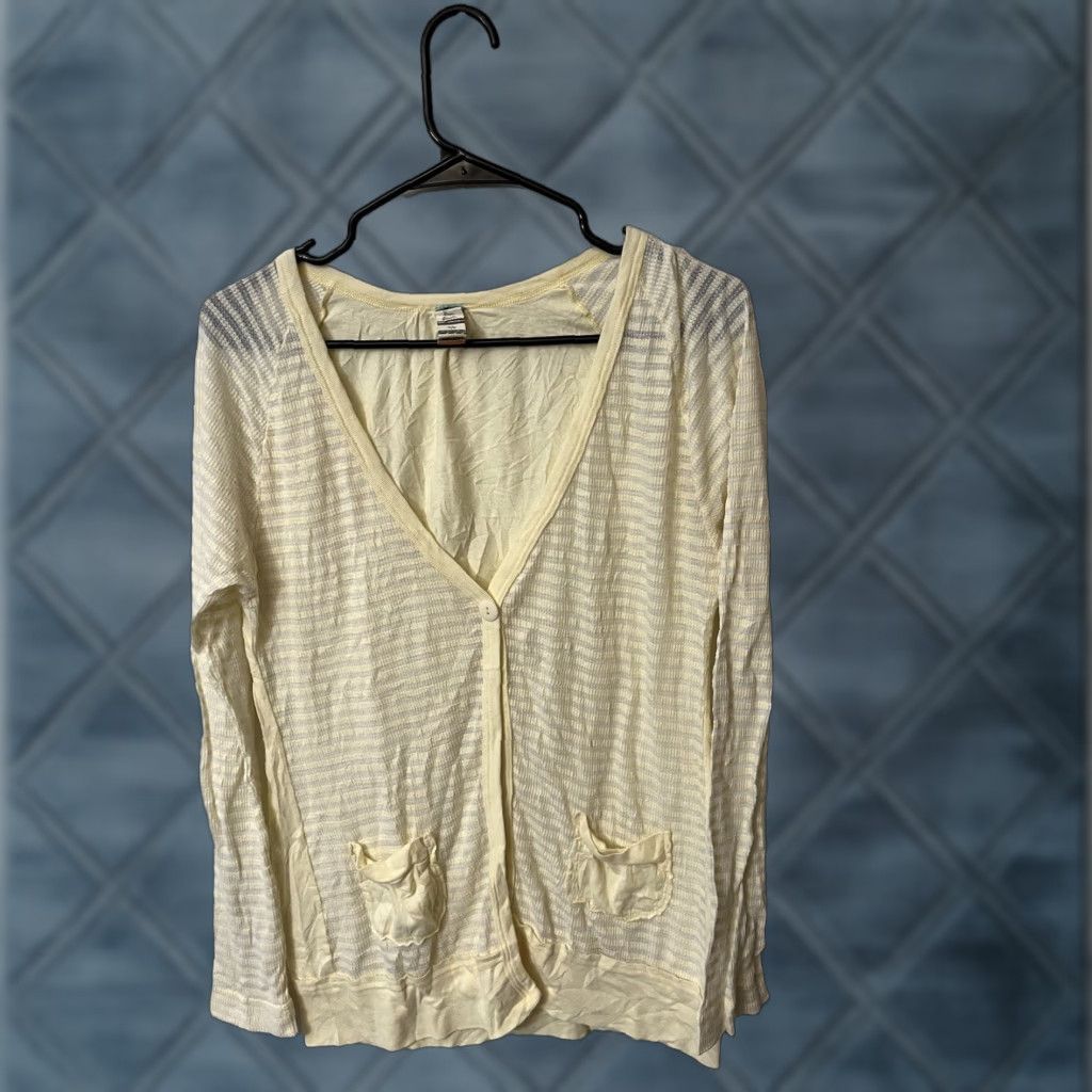 Free People FREE PEOPLE Bohemian Open-Knit Cardigan Sweater Women XS White Long Sleeve Size XS / US 0-2 / IT 36-38 - 1 Thumbnail