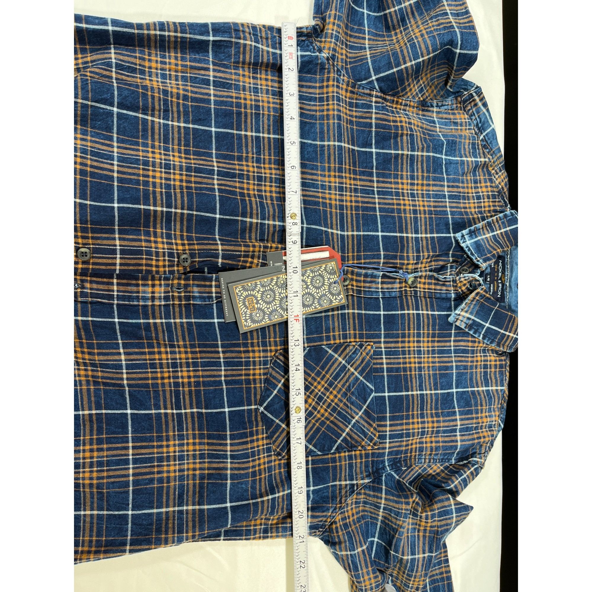 Designer Nickle And Iron SKU 7621 Mens Blue and Orange Long Sleeve Pl Size US L / EU 52-54 / 3 - 3 Thumbnail