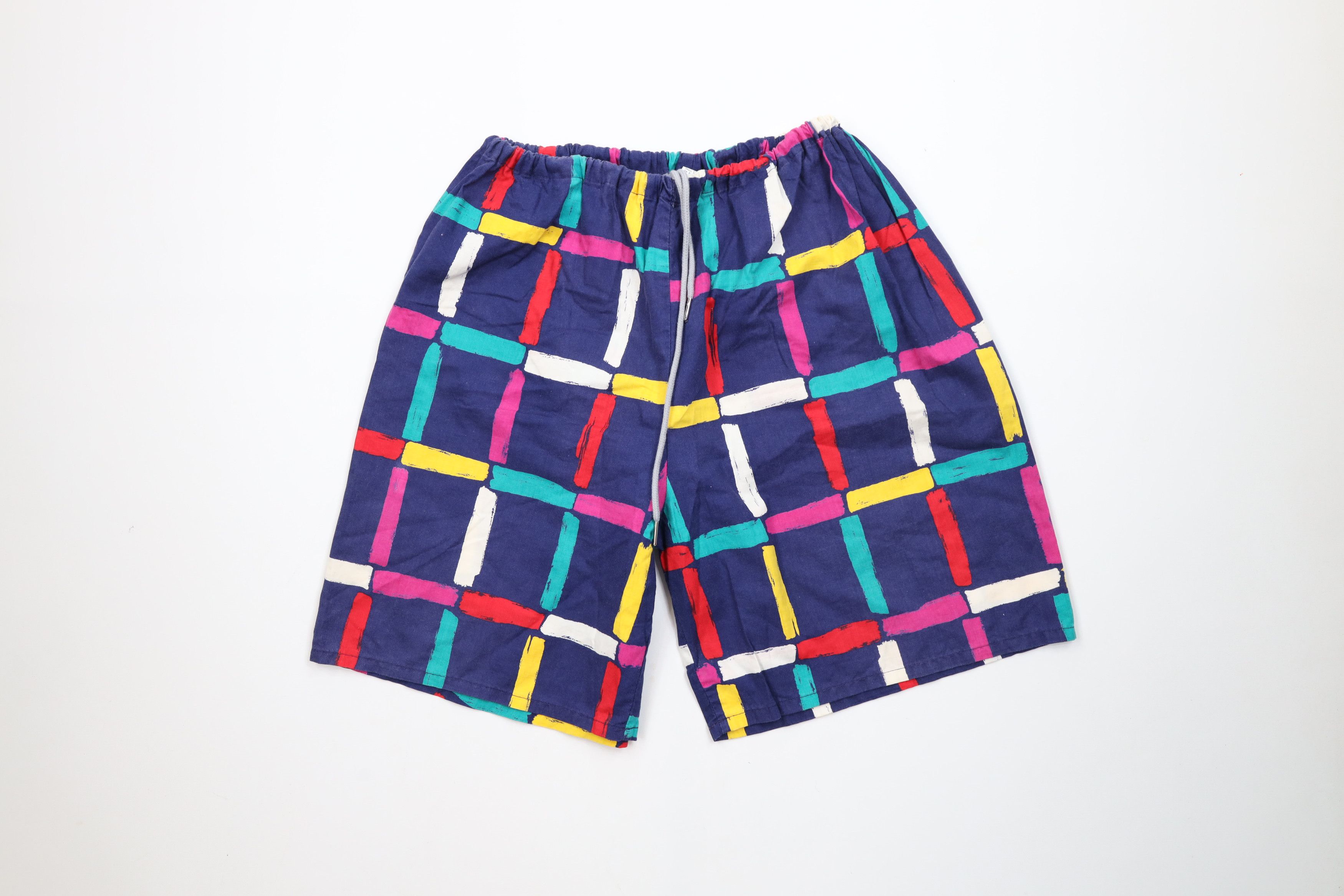 Vintage Vintage 80s 90s Le Tigre Rainbow Checkered Beach Shorts USA Size US 34 / EU 50 - 1 Thumbnail