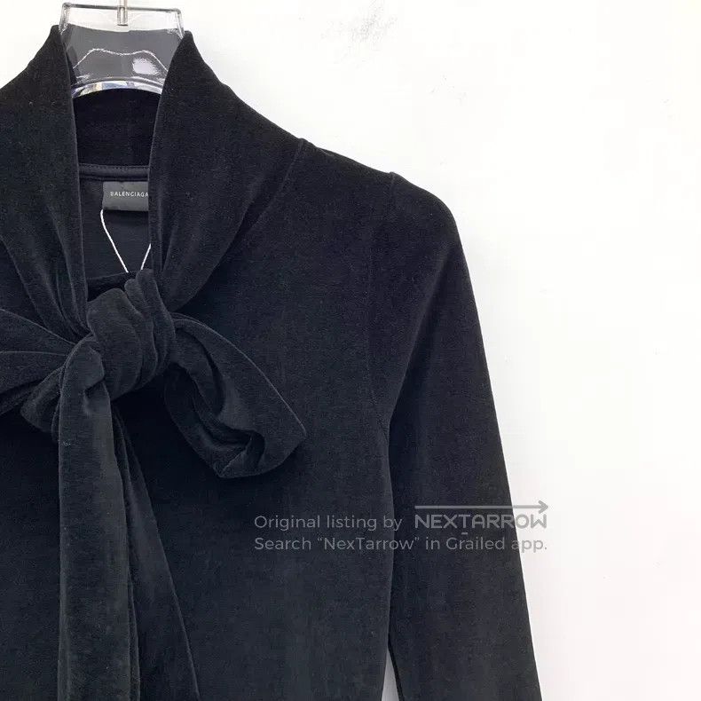 Balenciaga Balenciaga Black tie bow cotton velvet top Size M / US 6-8 / IT 42-44 - 3 Thumbnail