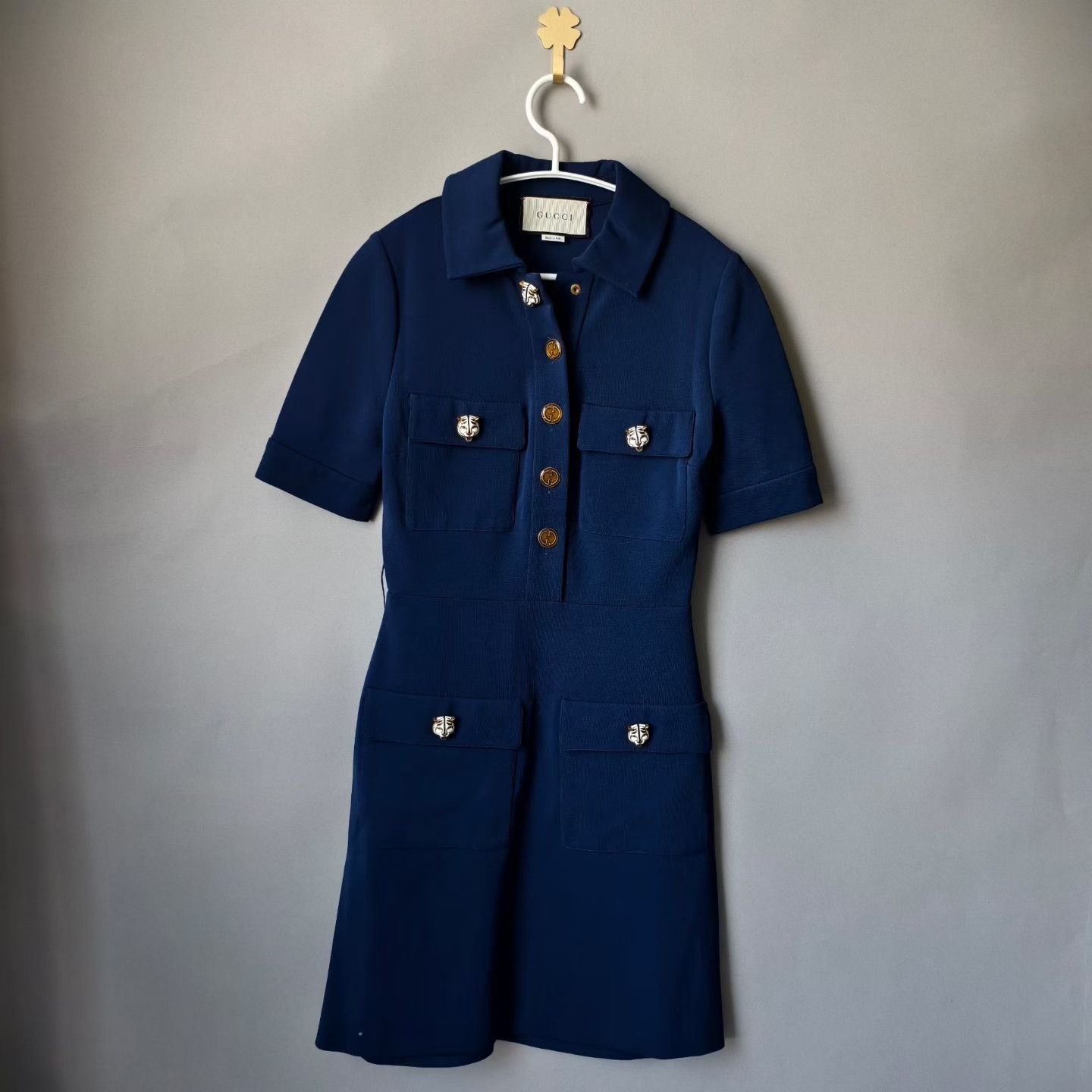 Gucci Gucci Dark Blue Tiger Head Button Dress Size XS / US 0-2 / IT 36-38 - 1 Thumbnail