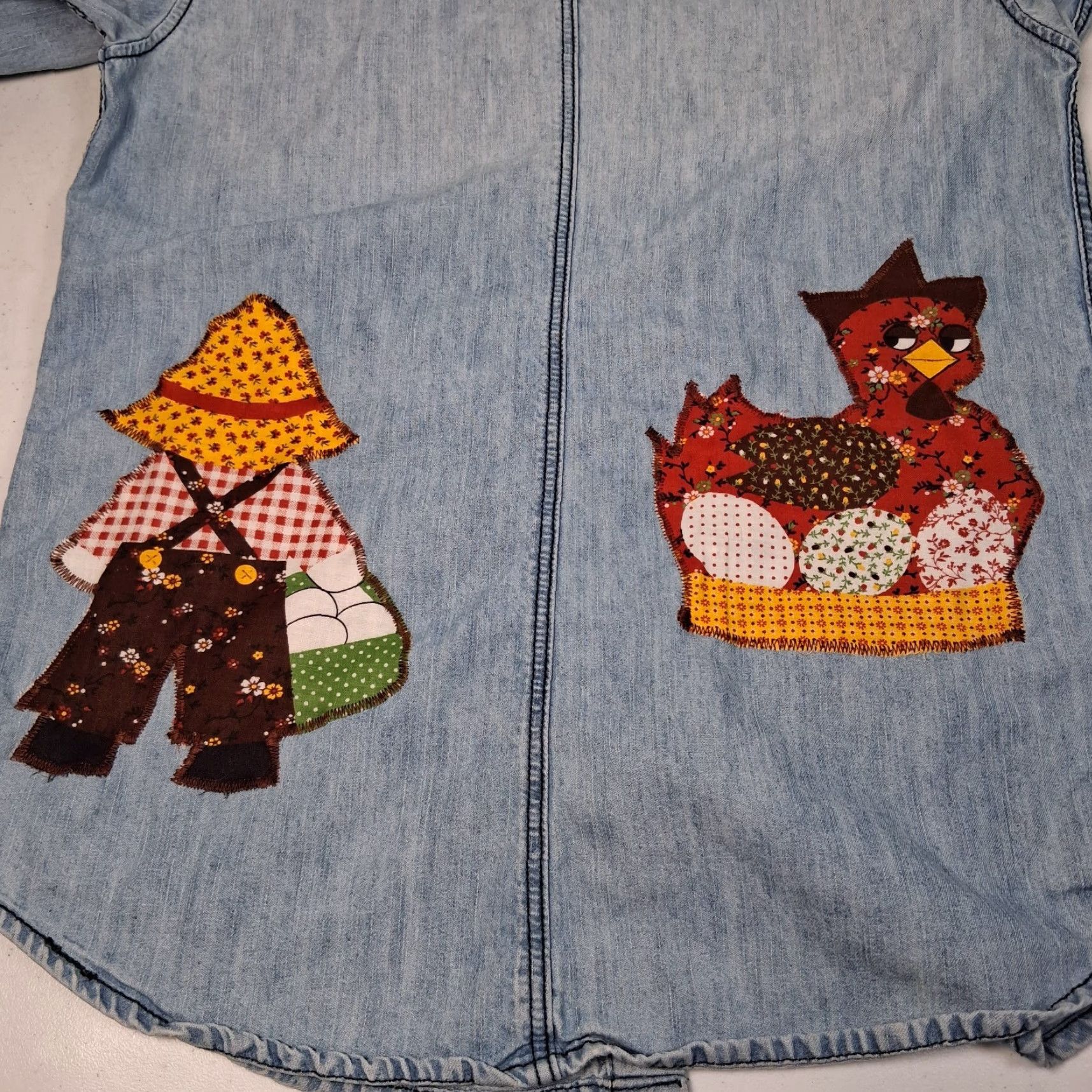 Vintage reworked Chambray Denim Shirt Small Farm Rooster Calico Cottagecore Farmer Size S / US 4 / IT 40 - 7 Thumbnail