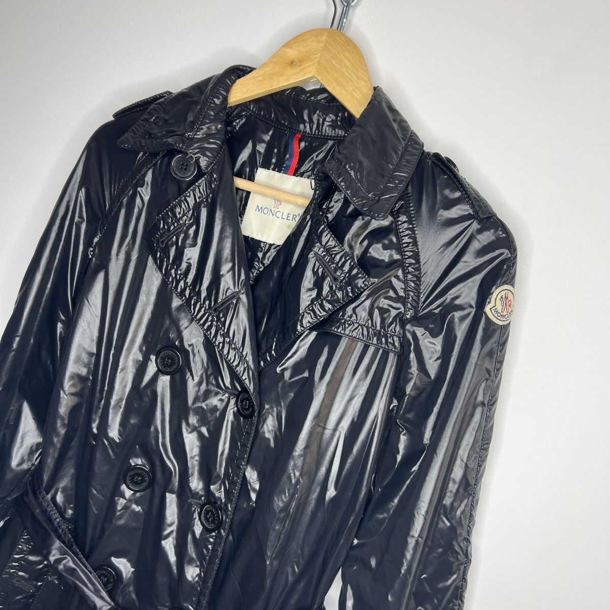 Moncler Moncler Black Shiny Coat Badge Patch Logo Avant Garde Jacket Size S / US 4 / IT 40 - 4 Thumbnail