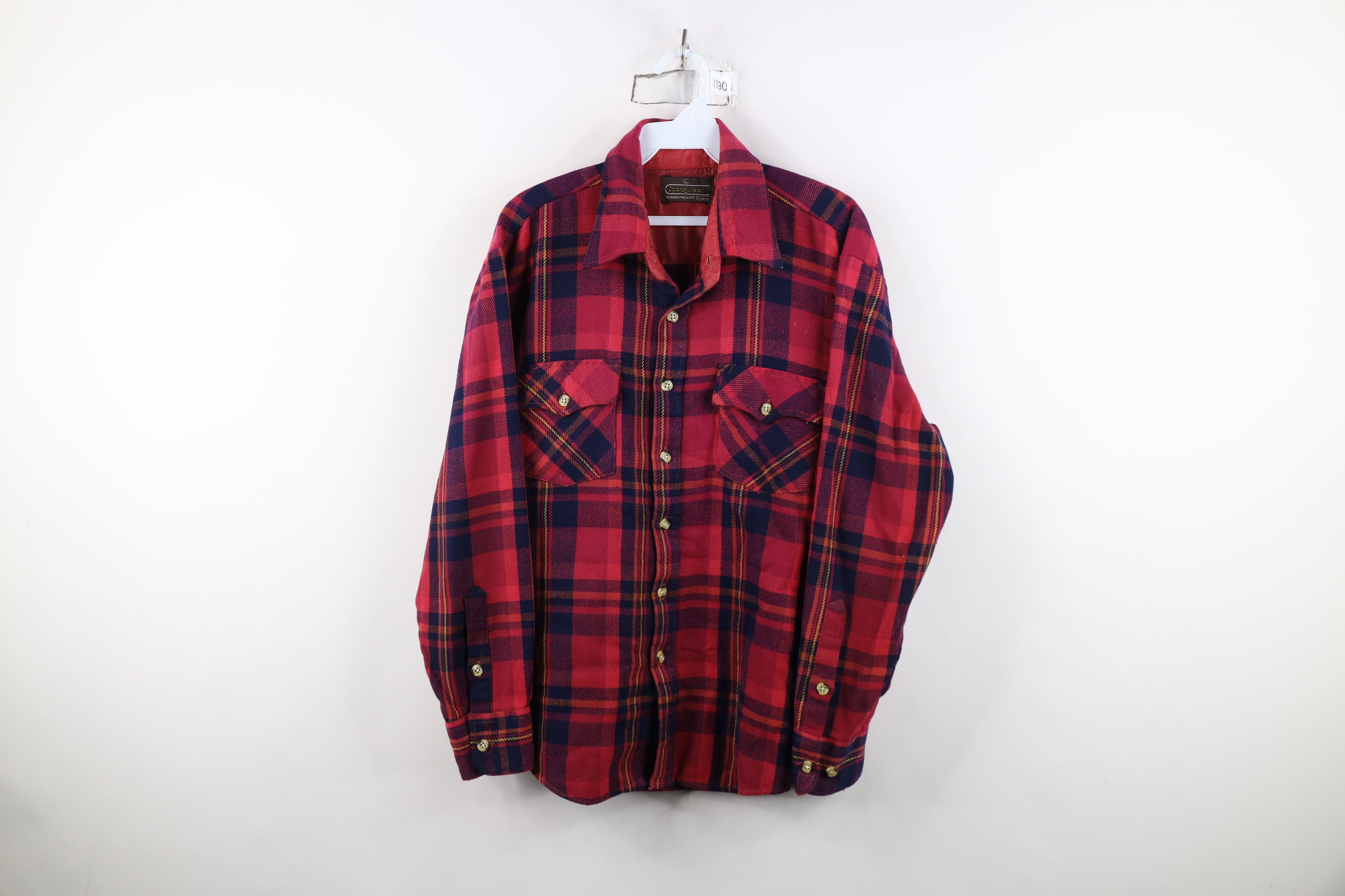 Vintage Vintage 70s Streetwear Knit Double Pocket Button Shirt Size US L / EU 52-54 / 3 - 1 Thumbnail