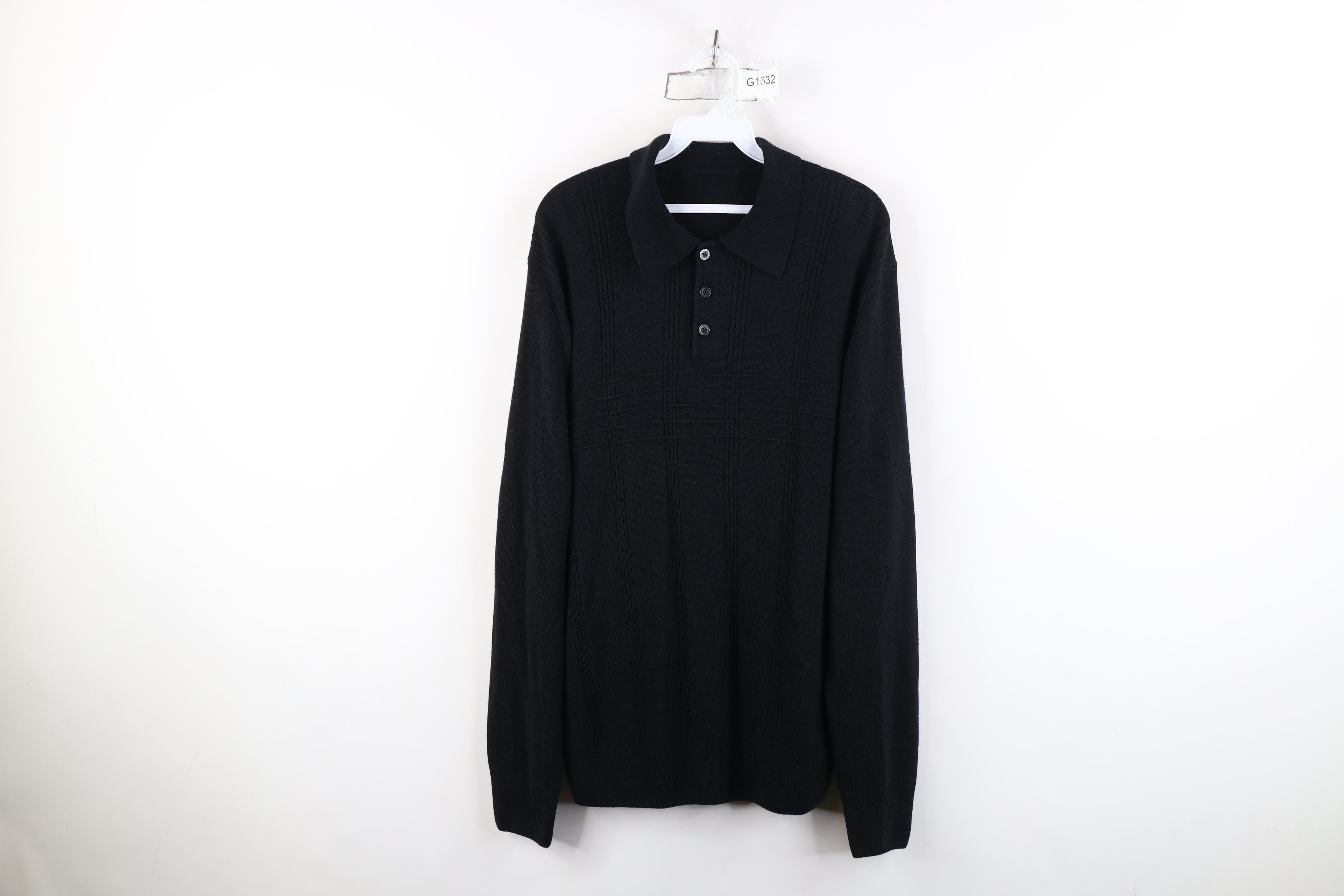 Vintage Vintage 90s Streetwear Soft Collared Pullover Sweater Black Size US L / EU 52-54 / 3 - 1 Thumbnail