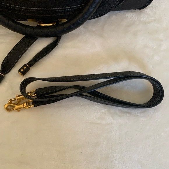 Chloe CHLOE Marcie Medium Black Textured Leader Shoulder Bag Size ONE SIZE - 7 Thumbnail