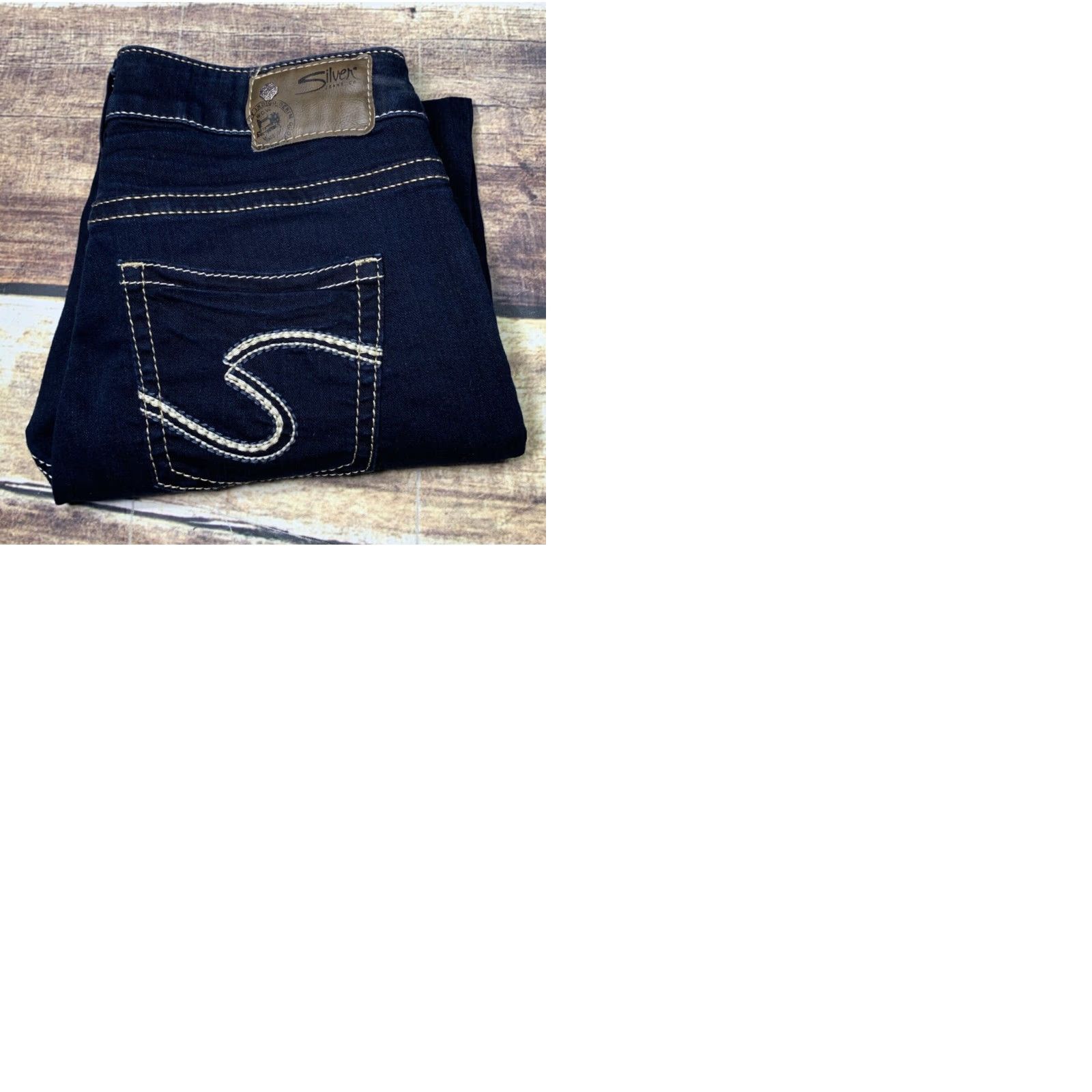 Vintage Silver Suki Women's Super Stretch High Capri Jeans 29x24 Dark Blue Denim Size 29" - 9 Thumbnail