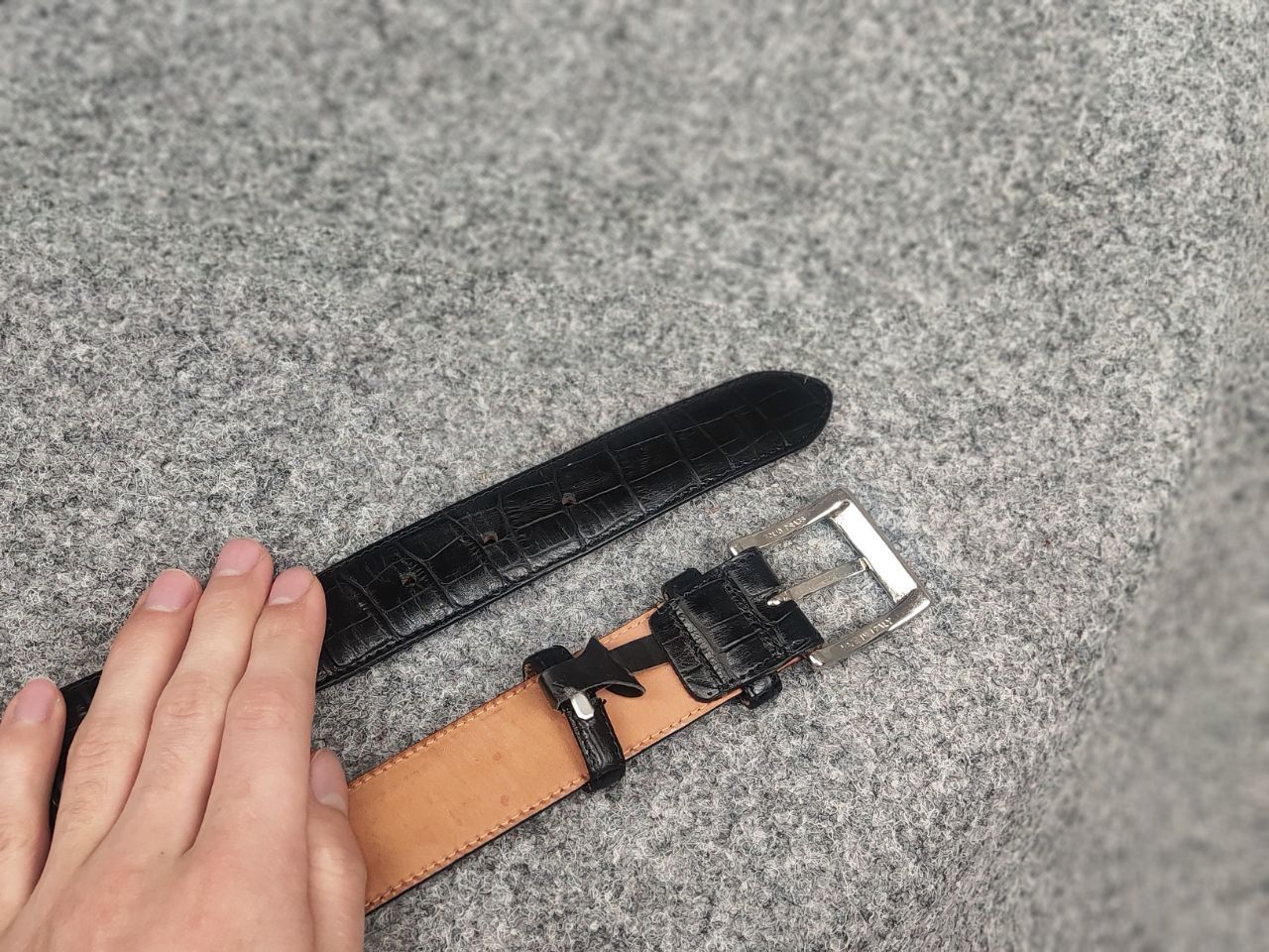 Boggi Boggi Milano Italy Design crocodile embossed leather belt Size ONE SIZE - 10 Thumbnail