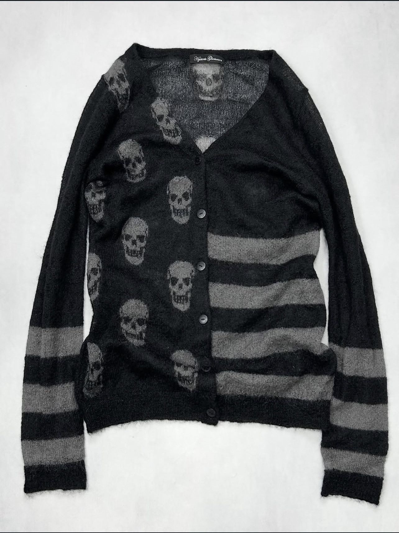 Hysteric Glamour 00s [Archive] Hysteric Glamour Skull Mohair Cardigan Size US XXS / EU 40 - 1 Thumbnail