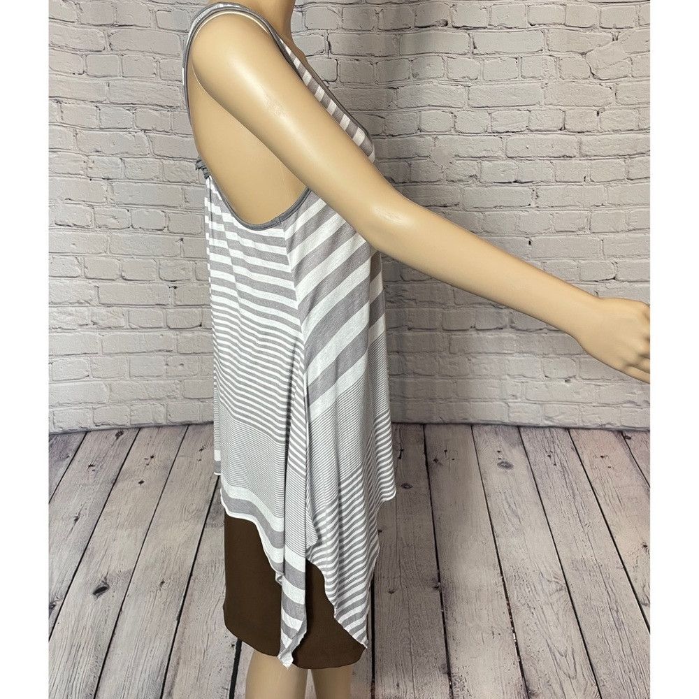 Vintage Havana Vintage Havana Grey White Striped Tank Asymmetrical Hem Ray Size L / US 10 / IT 46 - 4 Thumbnail