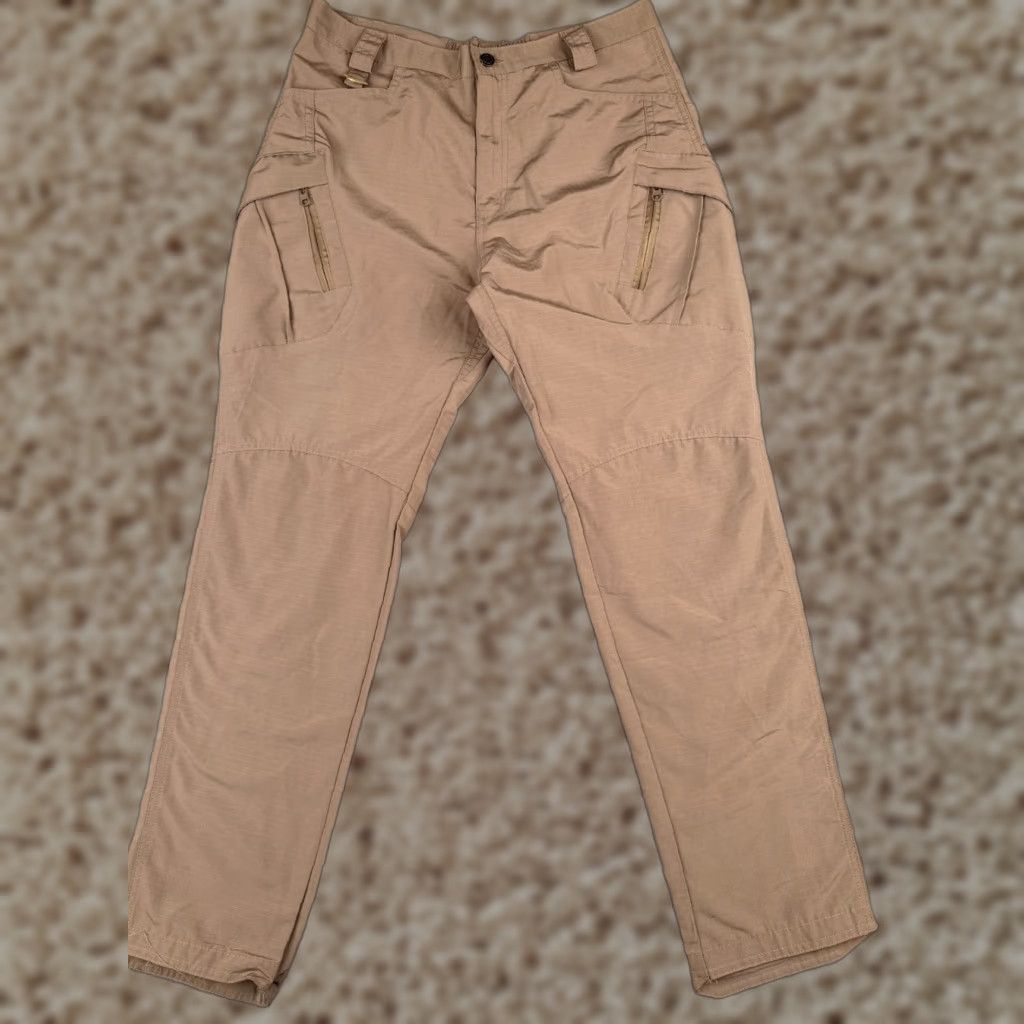 Vintage Tactical Pants Women Large Beige Cargo Rip-Stop Fabric Lightweight Poly 34x31 Size 36" / US 14 / IT 50 - 1 Thumbnail