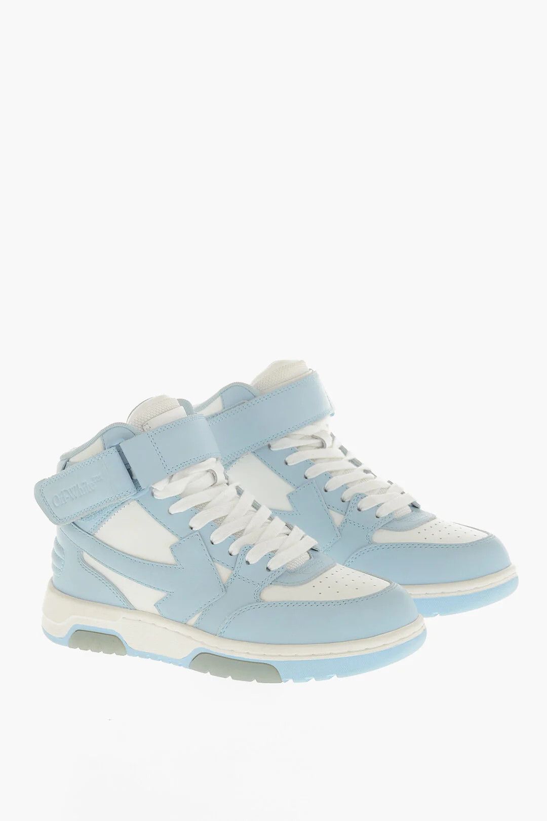 Off-White og1mm0426 Mid-Top Leather Sneakers in Light Bluer & White Size US 6 / IT 36 - 3 Thumbnail