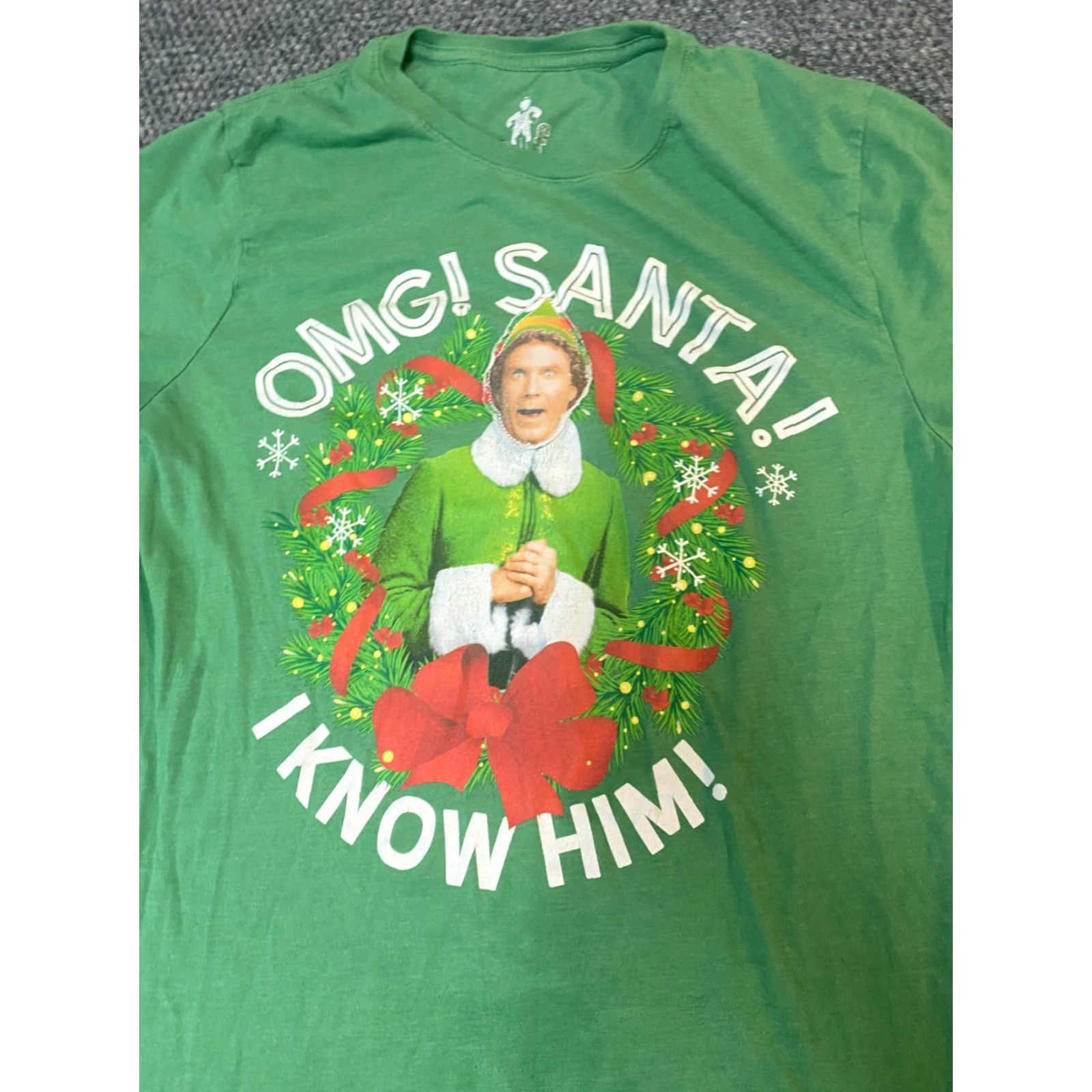 Vintage Elf Christmas T-Shirt Mens S Green Cotton Crew Neck Short Sleeve ELF Brand Regular Boyns? Mens Size US S / EU 44-46 / 1 - 4 Thumbnail