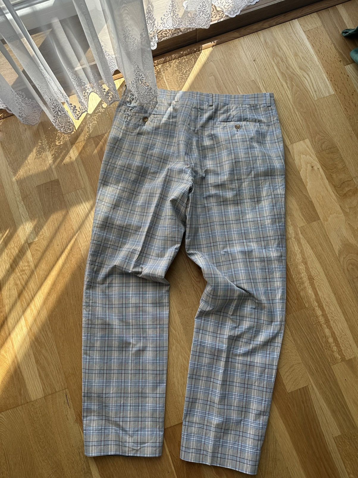 Etro × Vintage ETRO Plaid Gray Blue Wool Blend Dress Pants Made In Italy Size US 42 / EU 58 - 4 Thumbnail