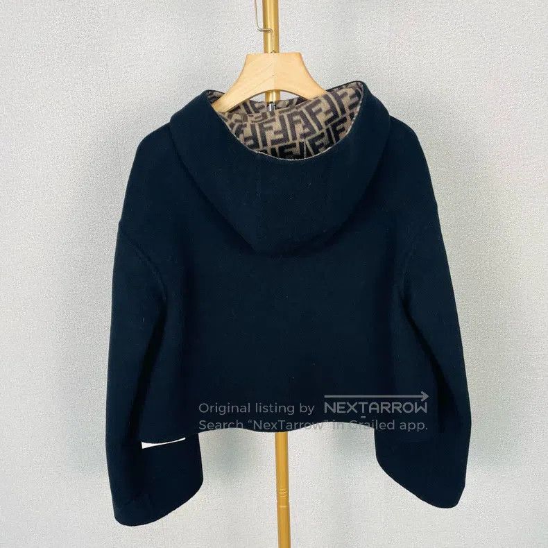 Fendi Fendi Black reversible fully printed wool jacket coat Size XXS / US 00 / IT 34 - 2 Thumbnail