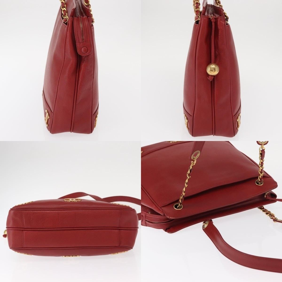 Chanel Chanel Caviar Skin Red Gold CC Tote Bag Size ONE SIZE - 3 Thumbnail