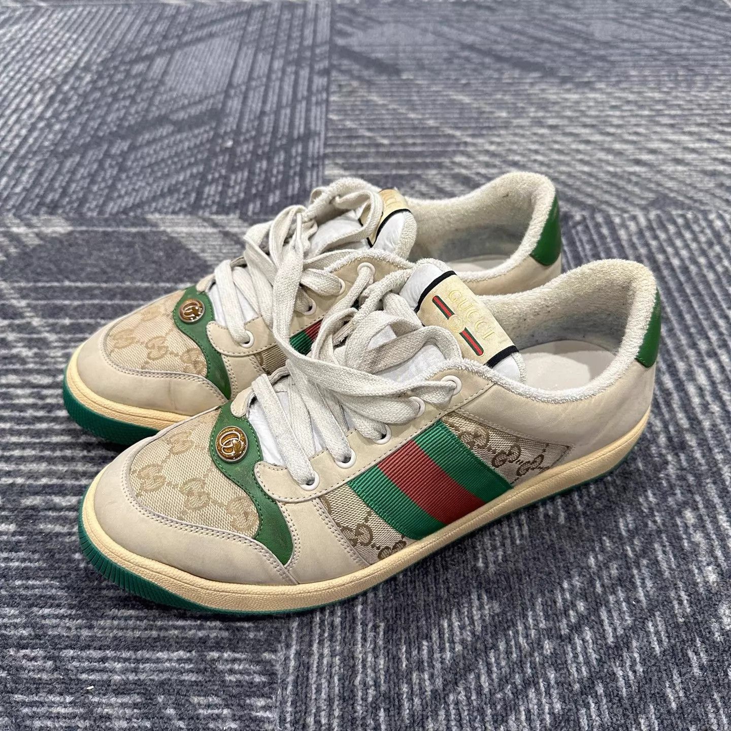 Gucci Gucci Screener Green Enamel Toe Dirty Sneaker 43 99 New Size US 10 / EU 43 - 1 Thumbnail