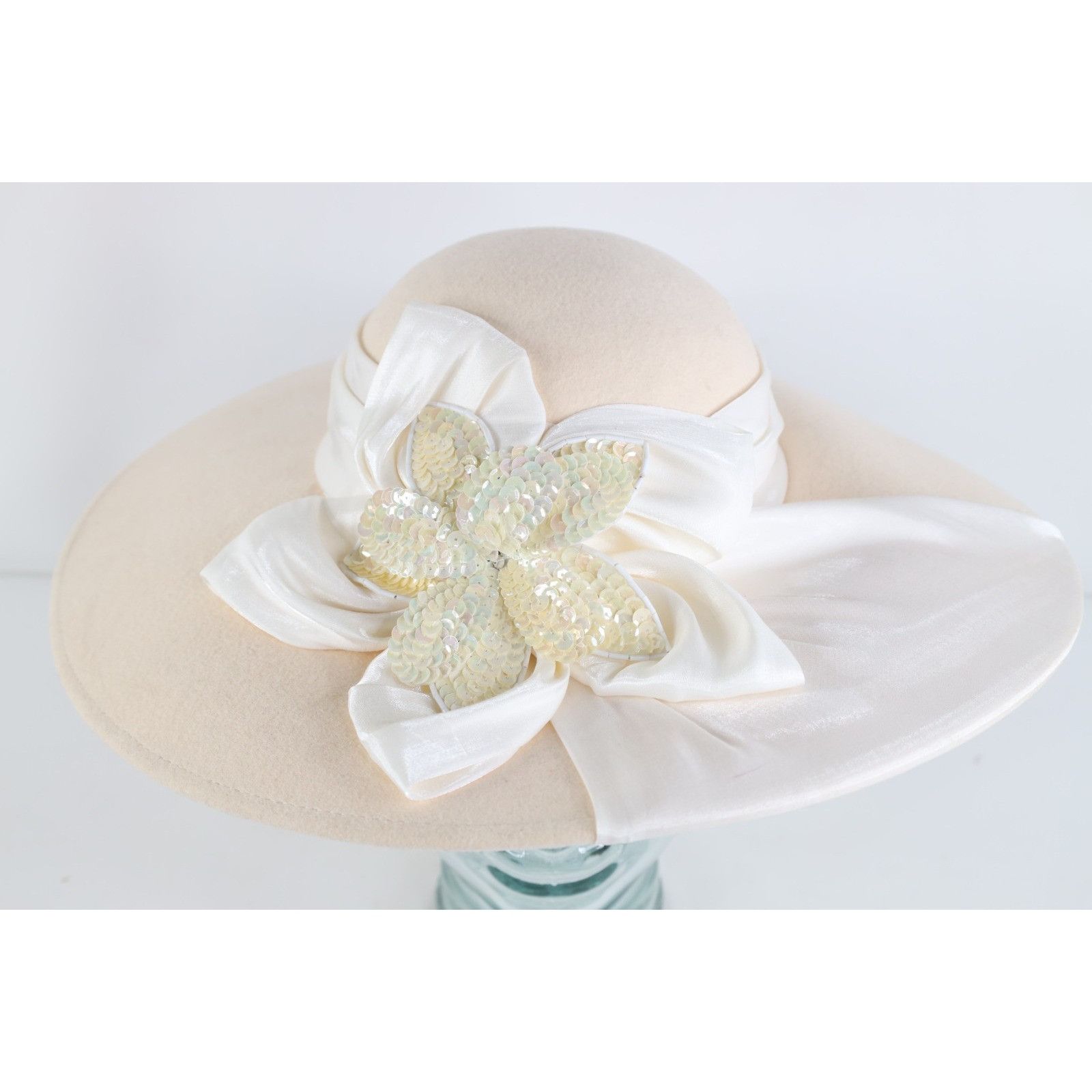 Vintage Vintage 80s 90s Rockabilly Distressed Felt Wool Flower Hat Size ONE SIZE - 1 Thumbnail