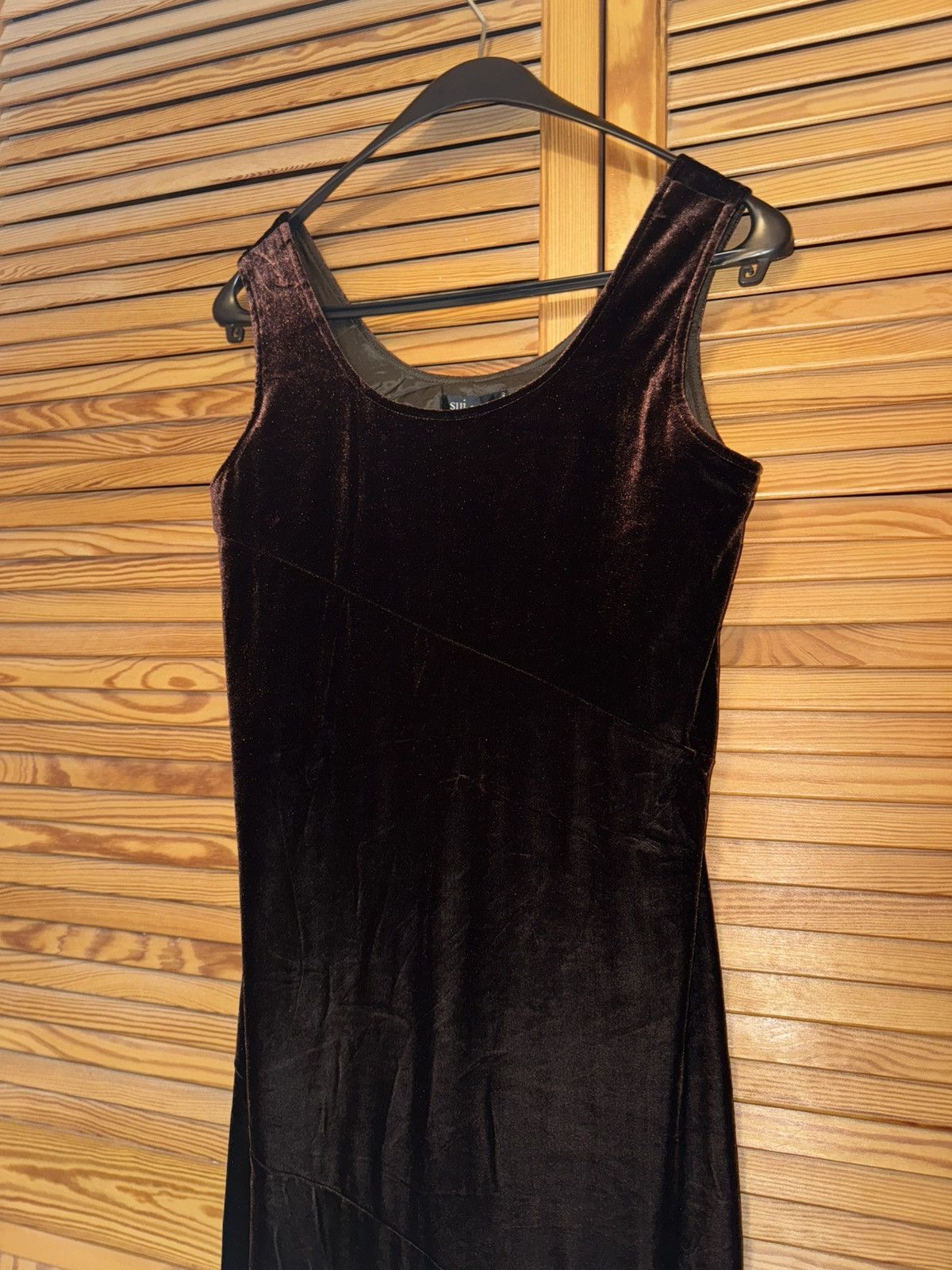 Anna Sui Brown long velour dress with thicker straps Anna Sui Size XXL / US 16-18 / IT 52-54 - 3 Thumbnail