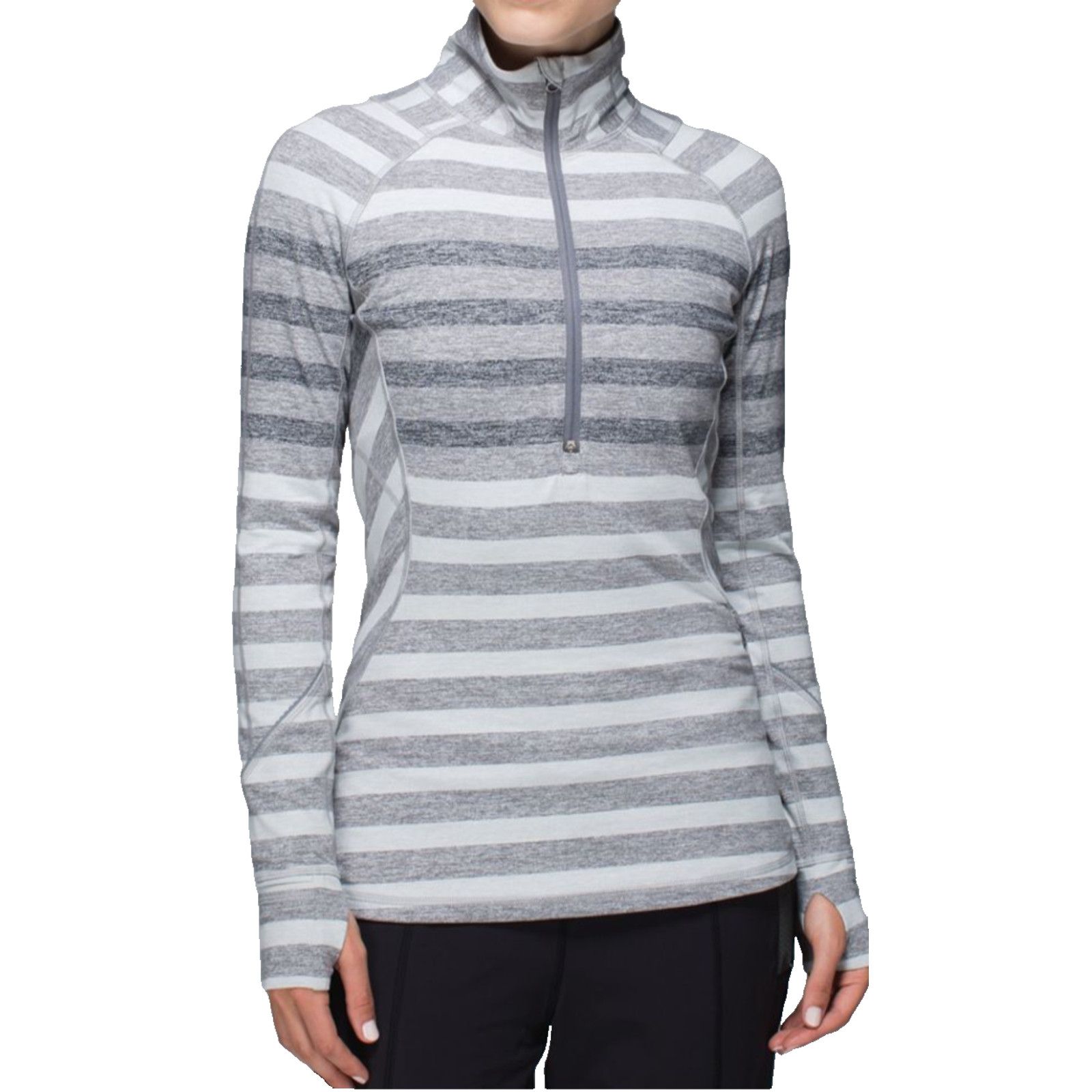 Lululemon Lululemon Race Your Pace Stripe Gray Top Shirt Sz 8 Stretch Size M / US 6-8 / IT 42-44 - 1 Thumbnail