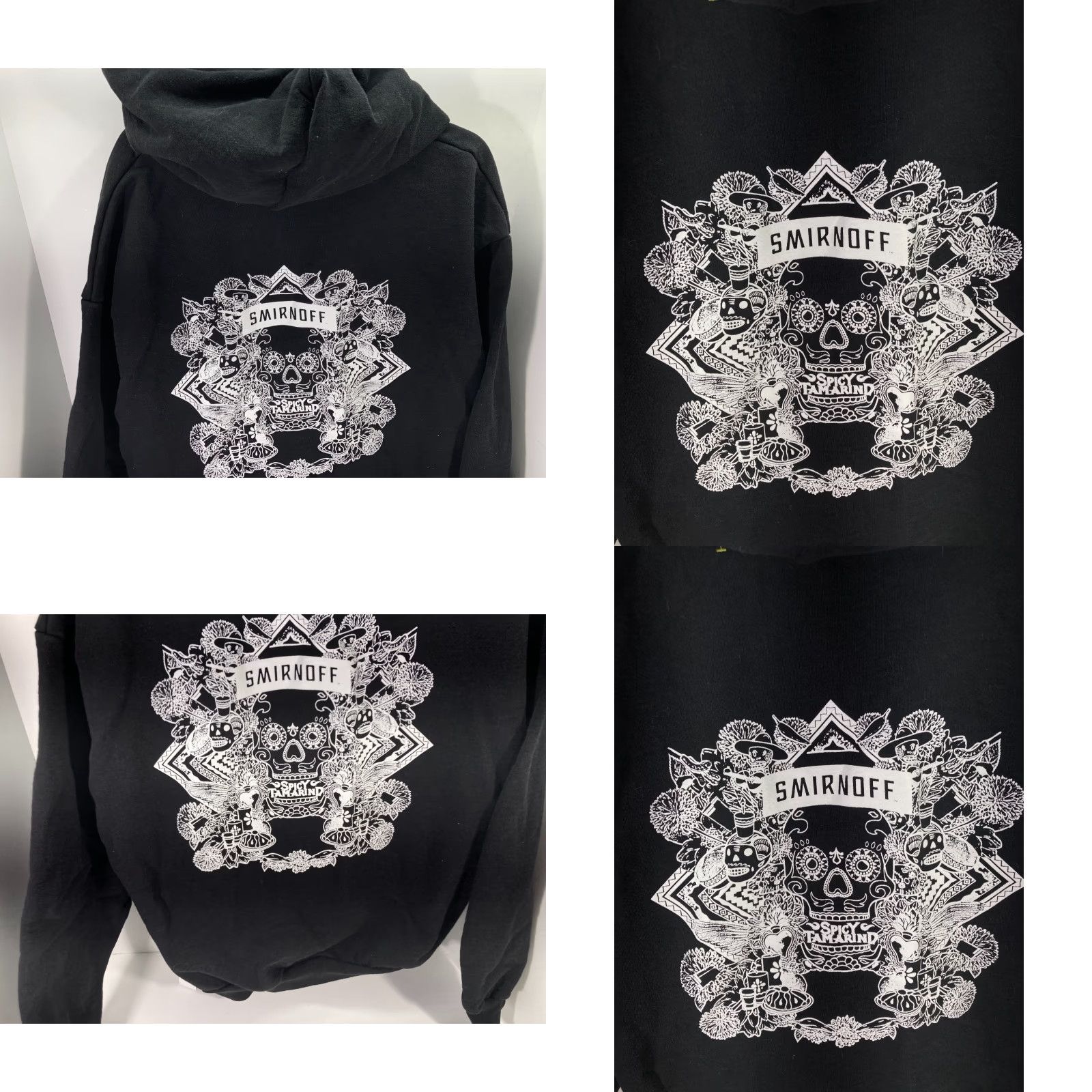 Vintage Smirnoff Spicy Tamarind Hooded Sweatshirt Mens XL Black Graphic Full Zip Fleece Skull Size US XL / EU 56 / 4 - 9 Thumbnail