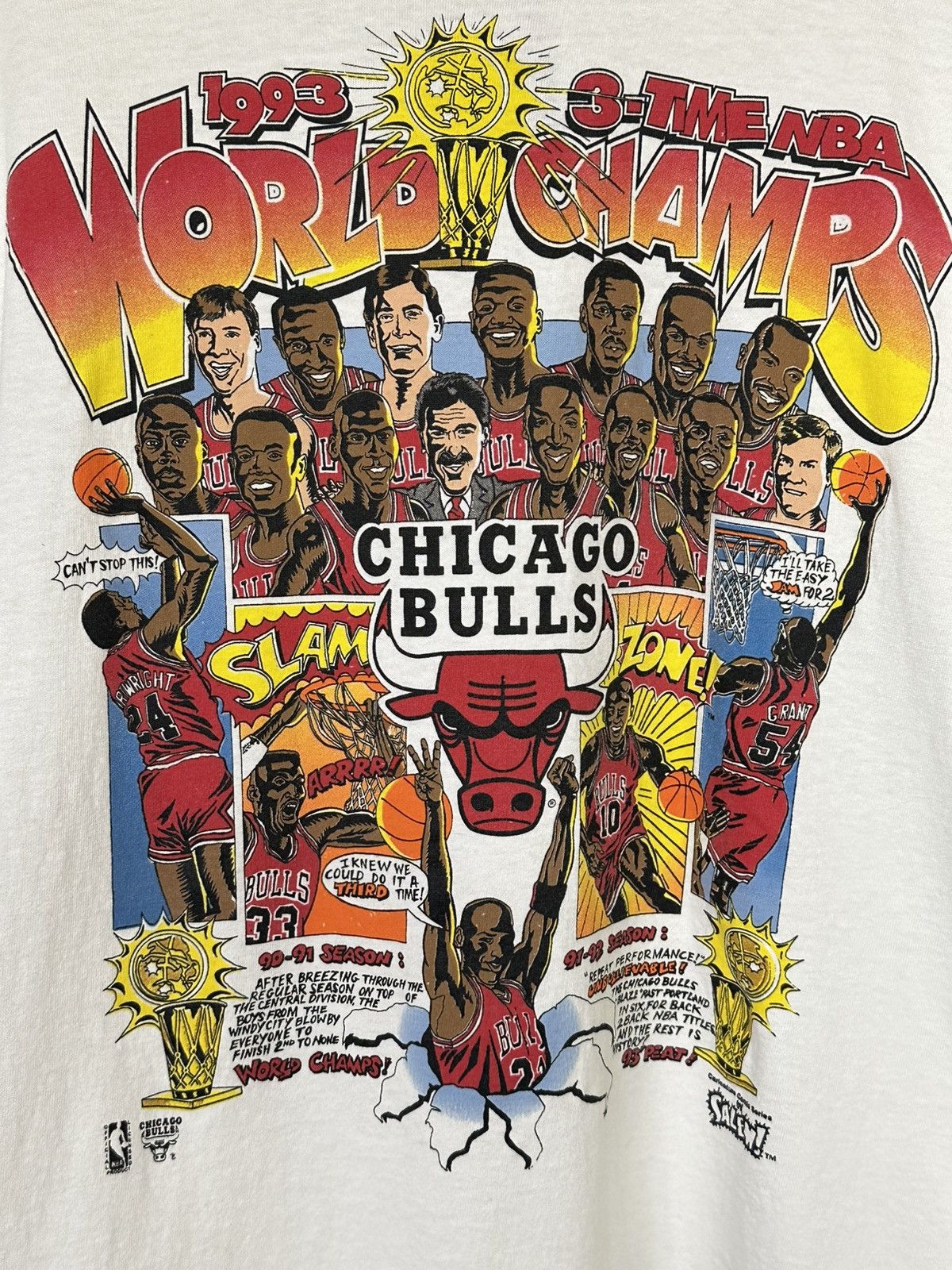 Vintage Vintage Chicago Bulls 1993 NBA World Champs T-Shirt Size XL Size US XL / EU 56 / 4 - 5 Thumbnail