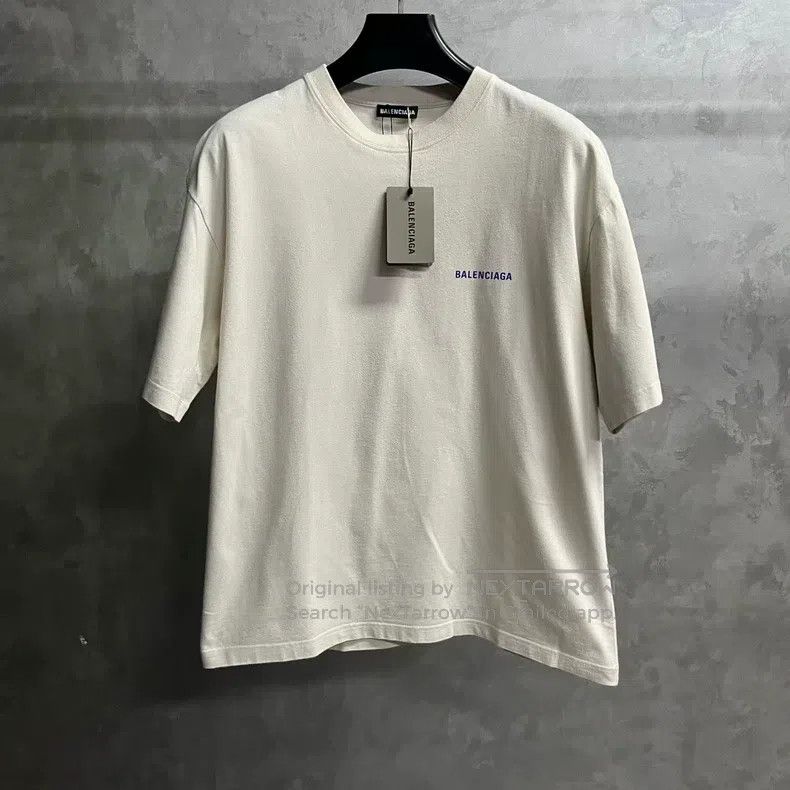 Balenciaga Balenciaga Beige Letter Logo Print Crew Neck Sweatshirt Size US M / EU 48-50 / 2 - 1 Thumbnail